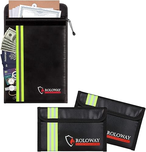 ROLOWAY Bolsas de documentos ignífugas con tira reflectante y bolsas de dinero ignífugas con tira reflectante