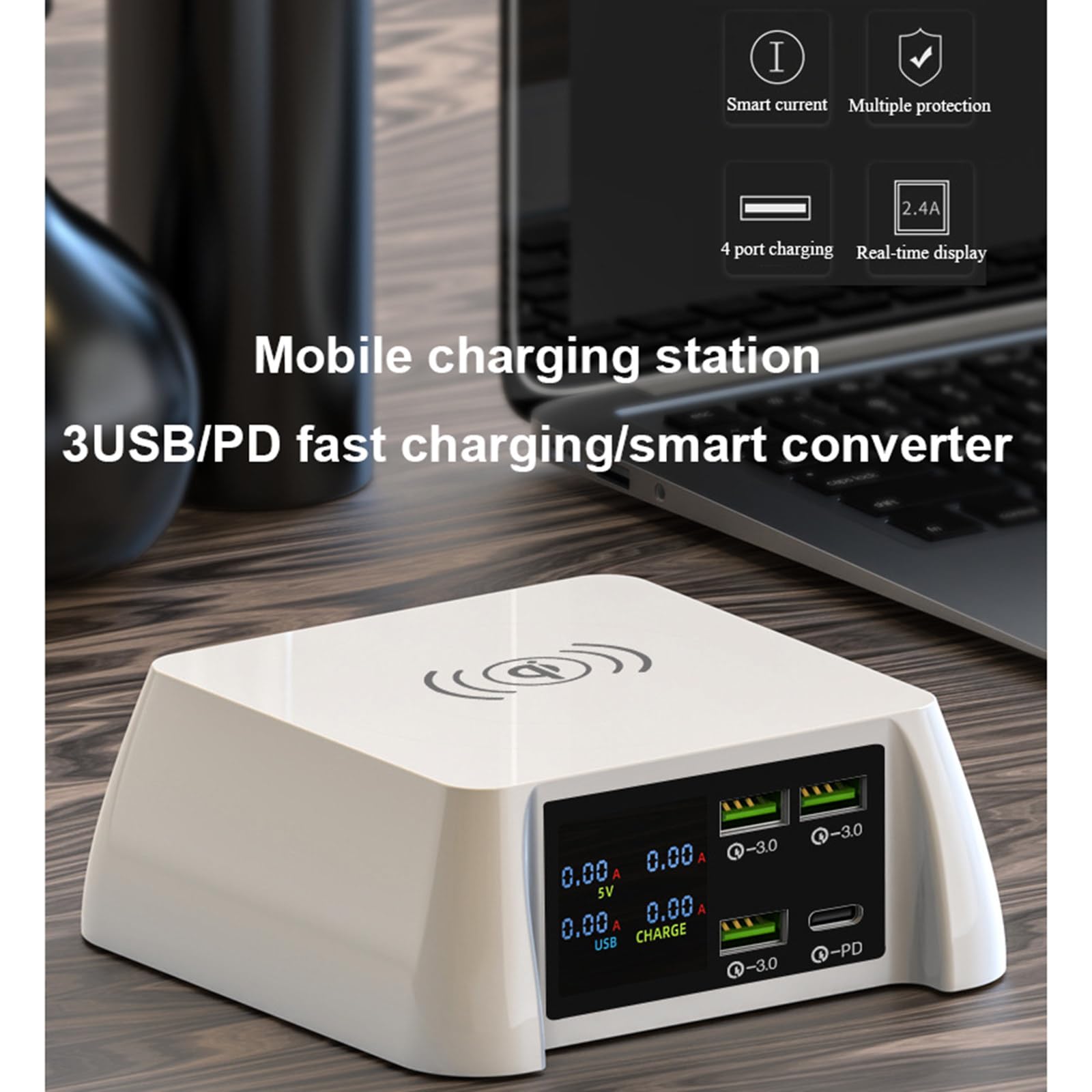 Caricatore USB multiporta, ricarica rapida da 100 W, caricabatterie intelligente wireless, adatto a una varietà di prodotti elettronici