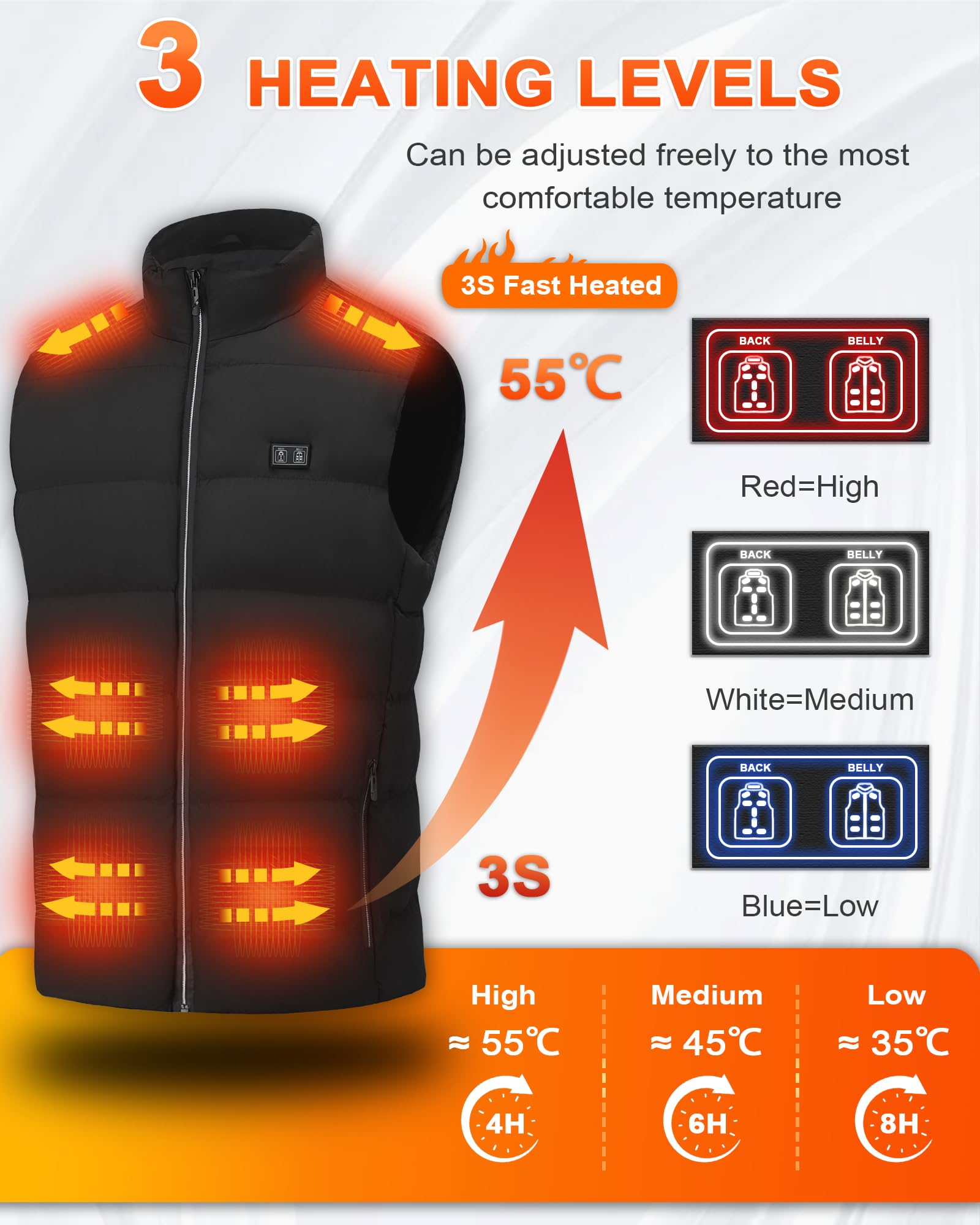 Gilet chauffant électrique pour homme : gilet chauffant USB léger et chaud avec 15 zones de chauffage – Gilet d'hiver intelligent pour femme, pour randonnée, ski (pas de batterie)