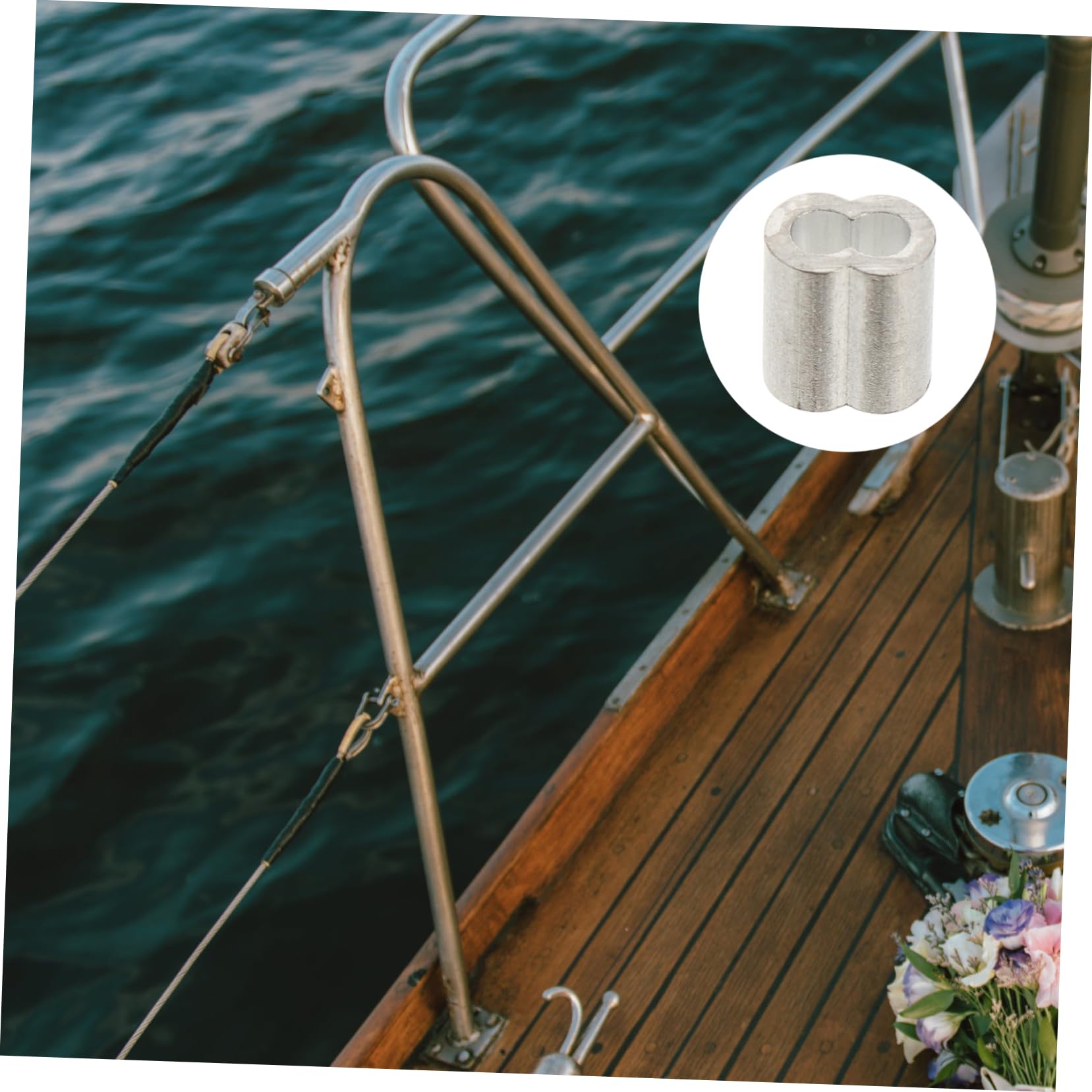 NAMOARLY 300 Pcs 8-Shaped Aluminum Sleeve Wire Rope Crimping Cutting Tool Fishing Line Connector Dual Hole Cable Ferrule Sleeve Kits Hardwares Crimping Loop Sleeves Wire Rope Swager Silver