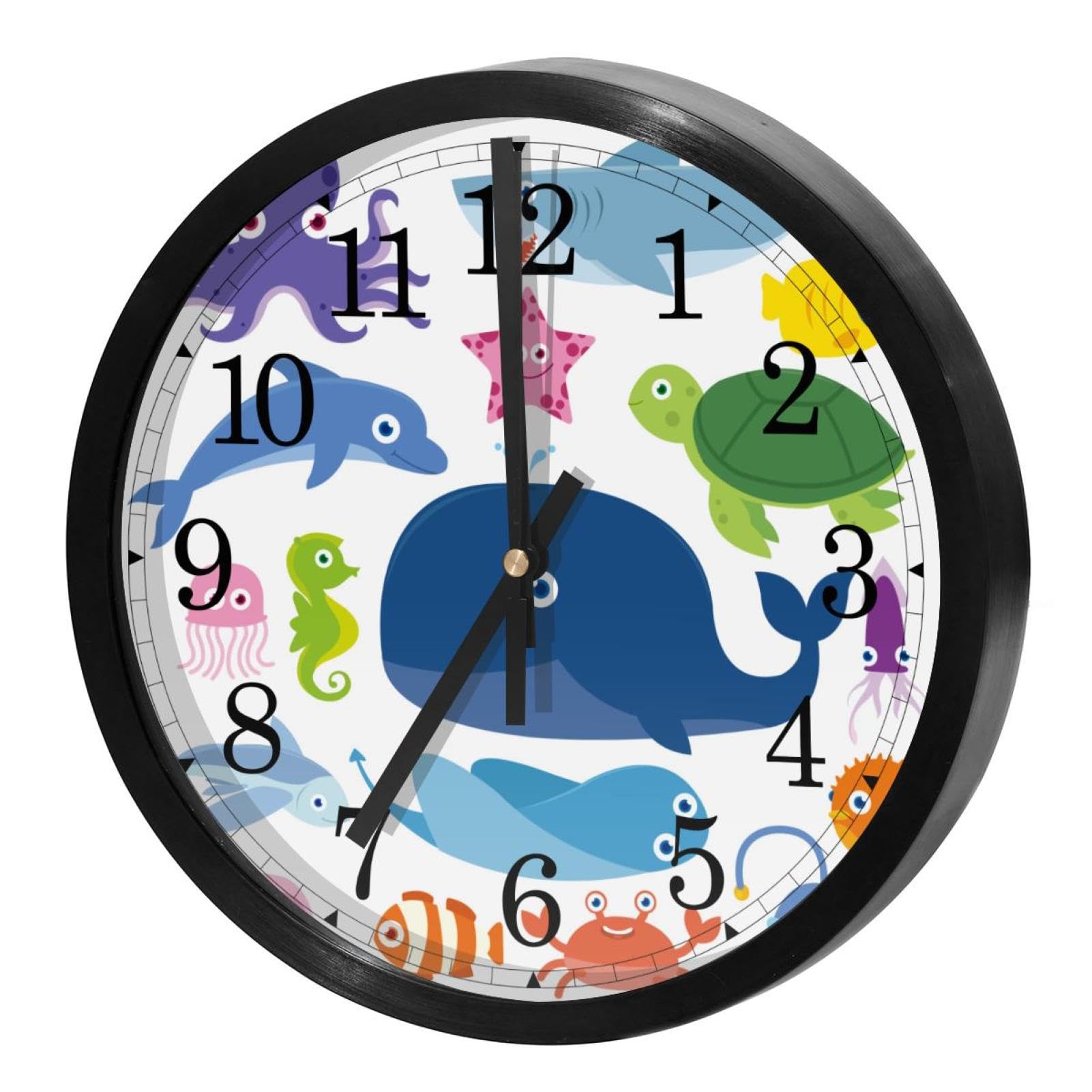 Horloge murale ronde pour cuisine et école décorée d'un poupe rigolo