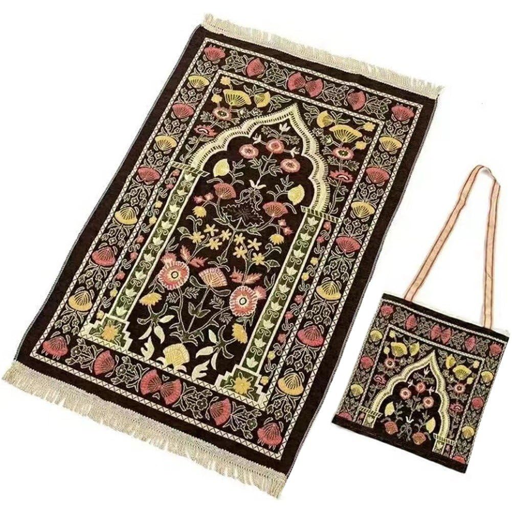 Baokuan 70x110cm Muslim Prayer Rug Carpet Blanket Prayer Mat Islamic Mat Blanket Portable Home Decor Vintage Pattern Tassel Blanket