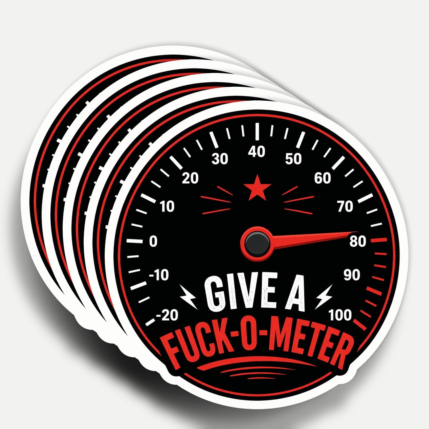 Photo 1 of (5Pcs) Give A Fuck O Meter Stickers 3 Inch, Funny Give A Fuk-O-Meter Meme, Waterproof Vinyl Decal for Water Bottle Laptop, Car, Phone, Book