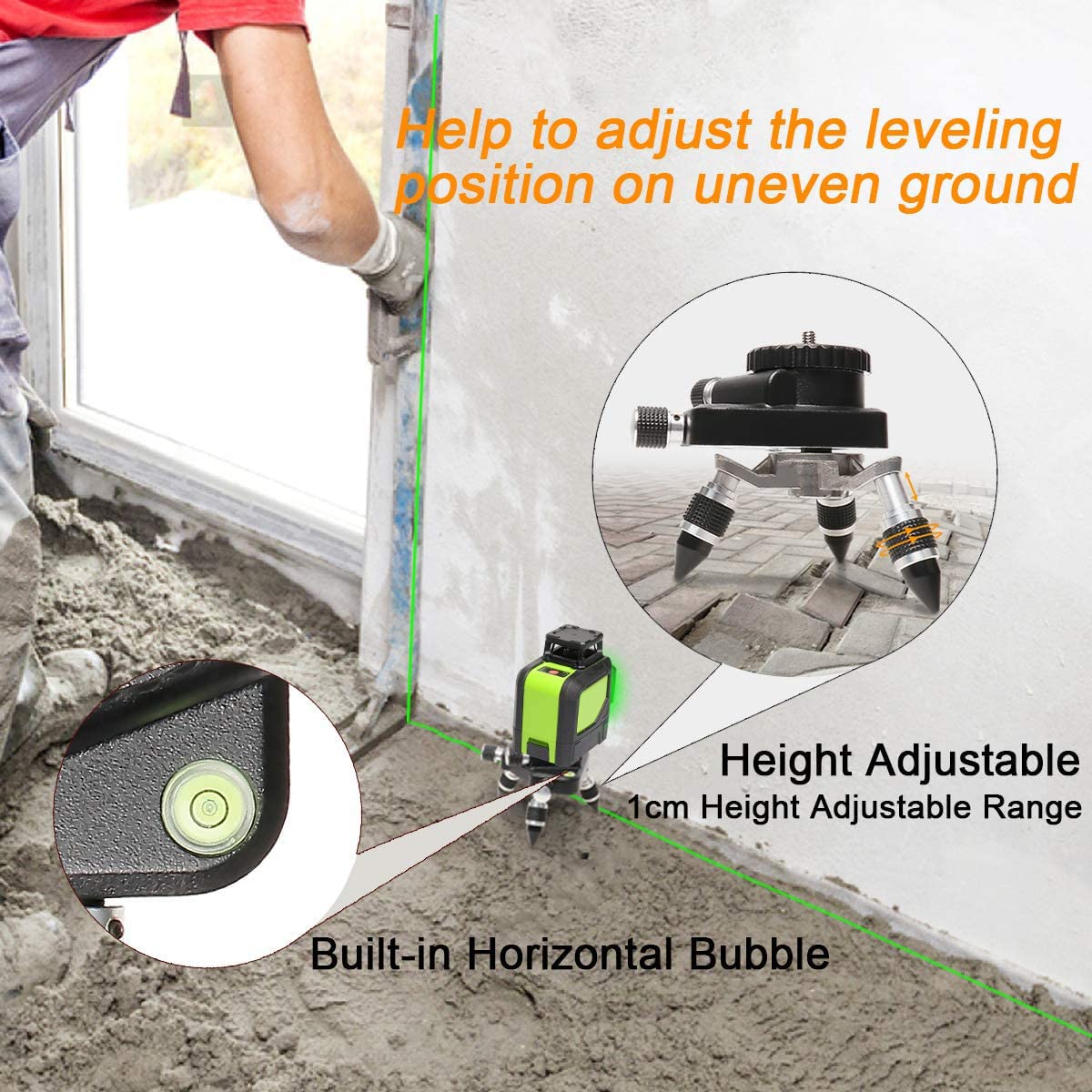 At2 Support Adaptateur De Niveau Laser - Rotation À 360° Manuellement Base Micro Ajustable Pour Connecteur De Trépied De Niveau Laser Ligne, Alliage Complet Avec Montage Fileté Standard 1/4"