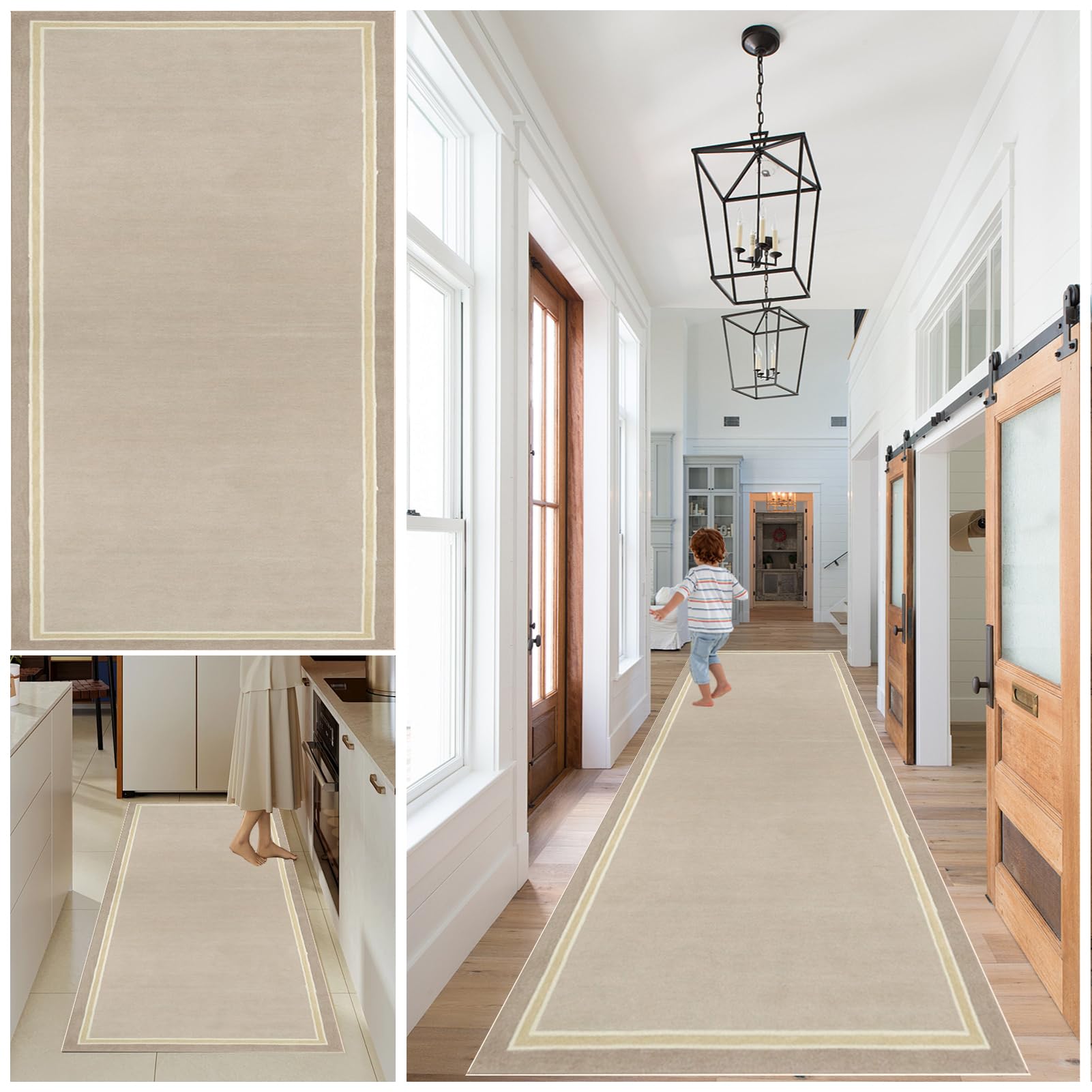 Qemgrste Hallway Runner Rug Heavy Duty Entrance Mat Kitchen Mat carpet runner for hallway Large Non-Slip Washable Carpet Non-Slip runner rug for hallway for Kitchen Hallway Living Room 40 x 60 cm