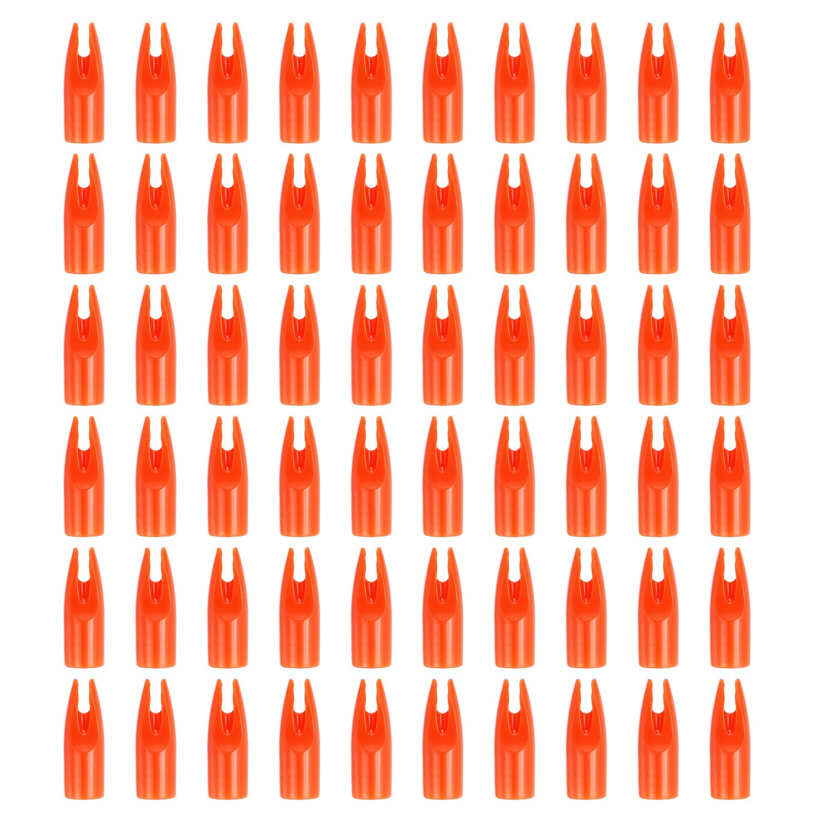 PATIKIL Arco Tiro Flechas Culatines 7mm, 60uds Plástico Pegamento Flecha Culatín Reemplazo para Caza Flechas Compuesto Arco Recurvo Arco, Naranja