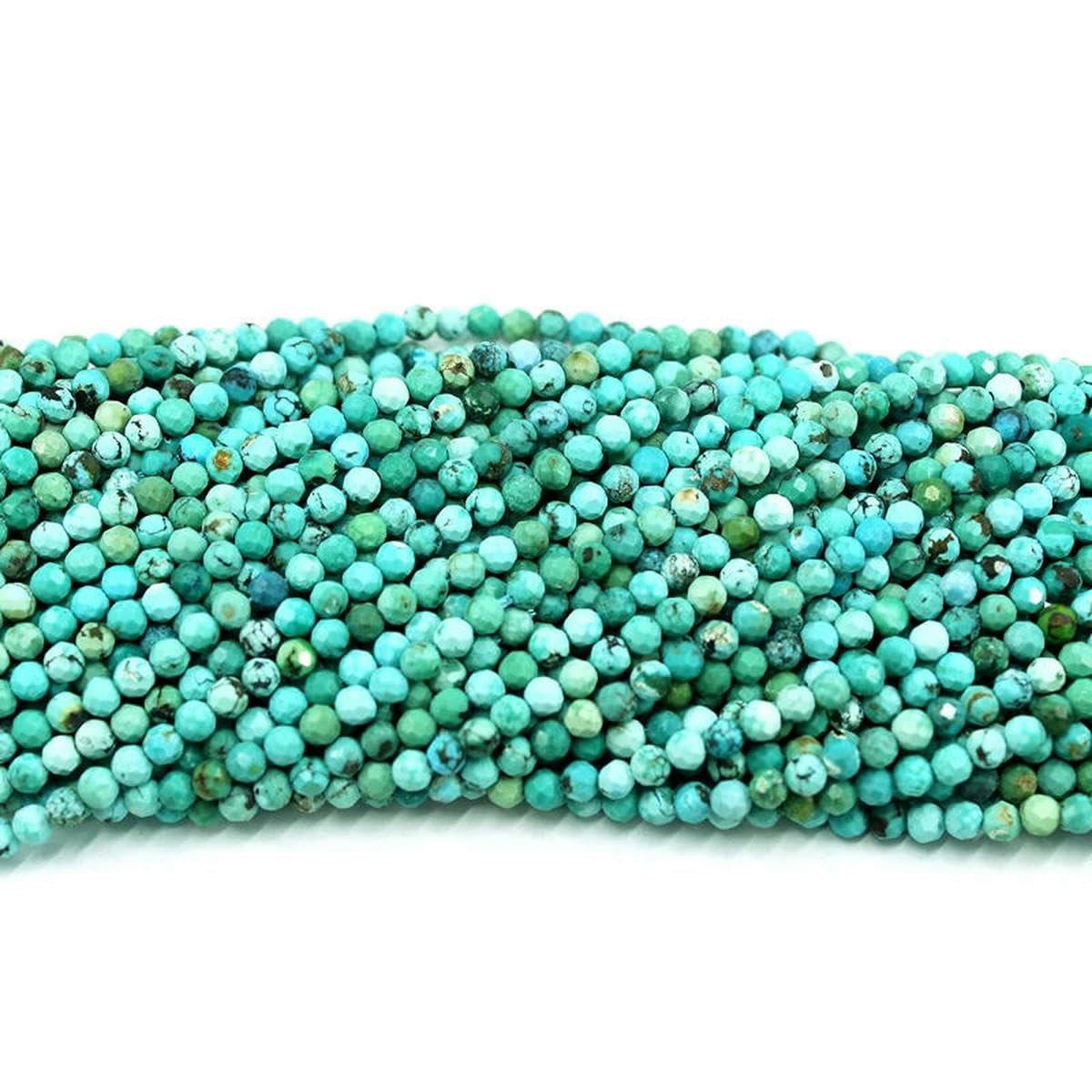 Perles rondes à facettes en turquoise naturelle HuBei de 2/3/4 mm, pour la fabrication de bijoux, bracelets et accessoires, 3 mm
