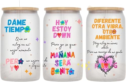 Miniatura 1 de Sadalsuud - Taza de vidrio de 16 onzas con tapa y pajita, además de juego de tazas congeladas. Inspirado en Mañana sera bonito individual. Perfecto