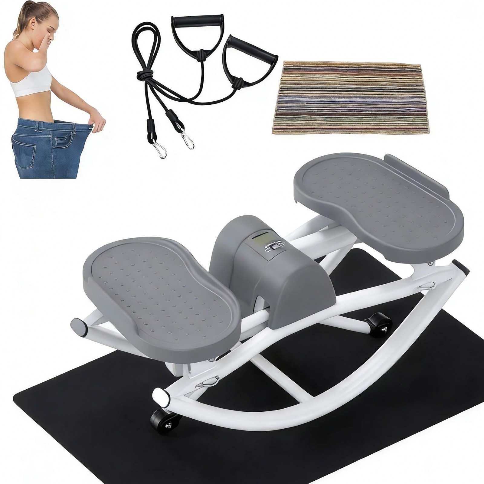 Stepper Lateral Compacto para Casa, Stepper De Balanceo Lateral con Movimiento Lateral para Piernas Y Glúteos, Pantalla De Seguimiento Inteligente, Peso Máximo De 120 Kg (264 LB)