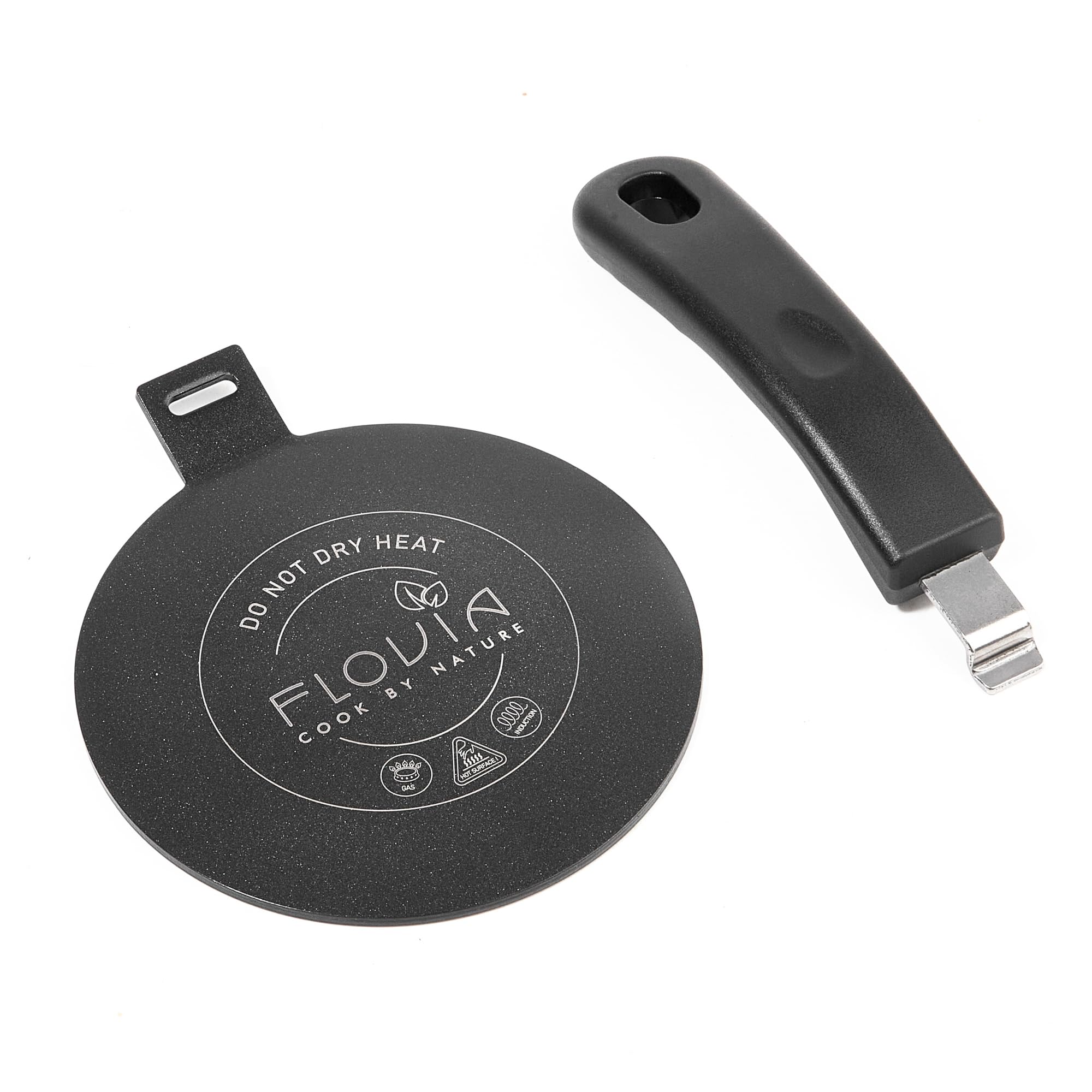 Placa de inducción Ø14cm Moka con mango desmontable, para cafeteras, cafeteras espresso, moka & utensilios de cocina pequeños. Negro sin decoloración