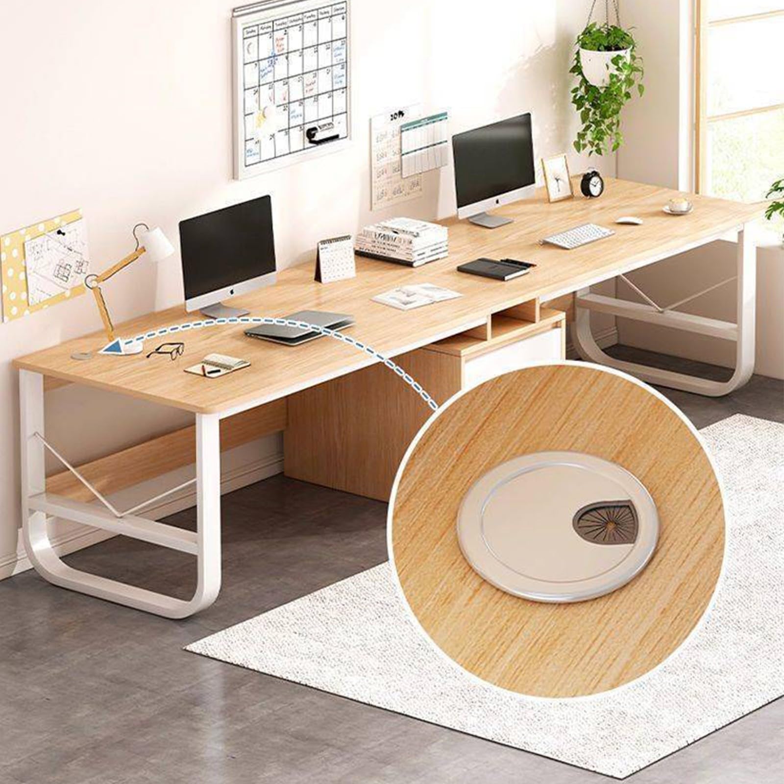 Scrivania doppia da 200/240 cm, scrivania per computer da gioco con cassetti, scrivania da studio per postazioni di lavoro in ufficio a casa A,200 * 50 * 73CM