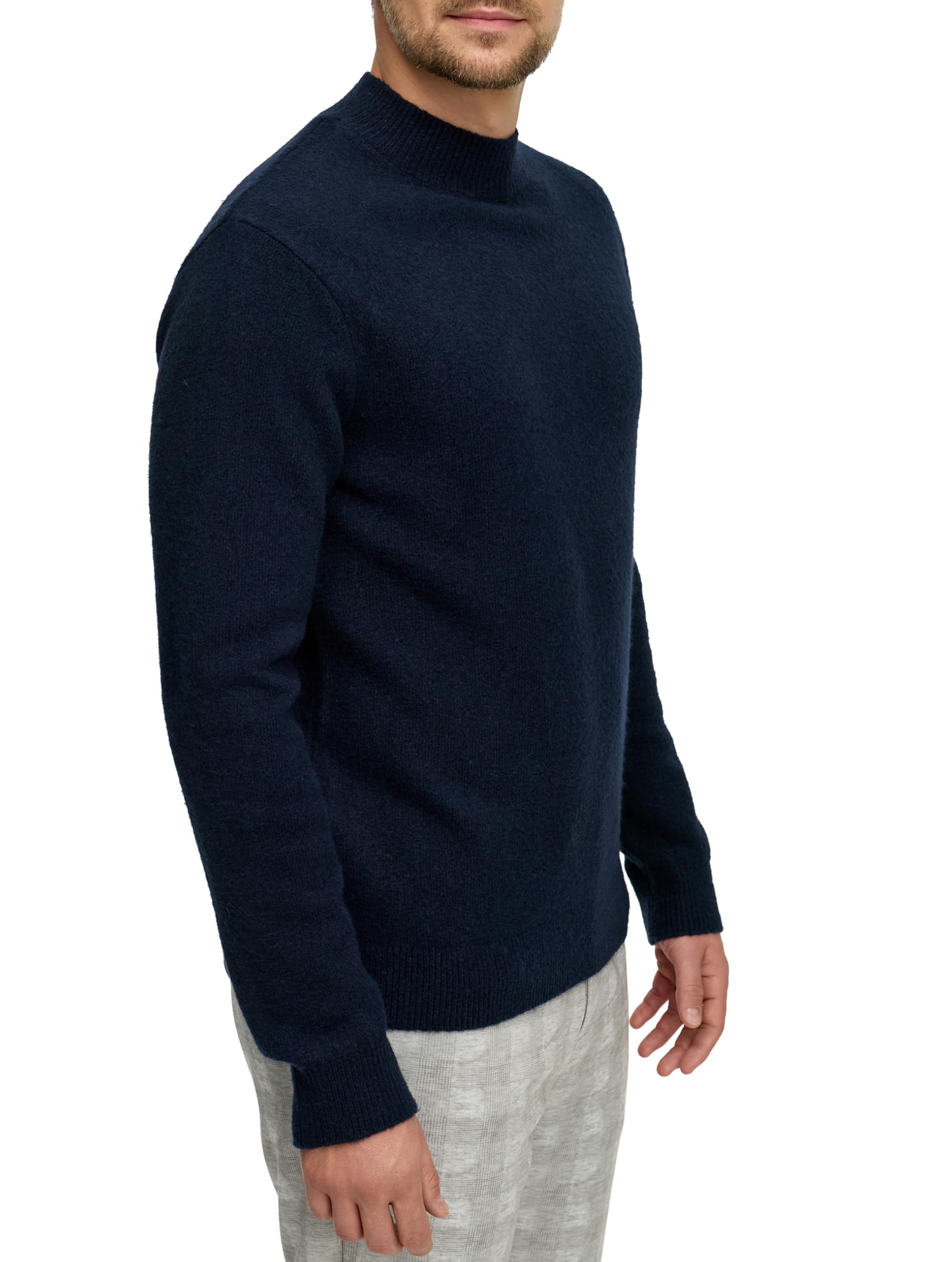 JEFF JFCollin Pull en tricot fin à col roulé avec poignets côtelés | Pull à col montant pour homme