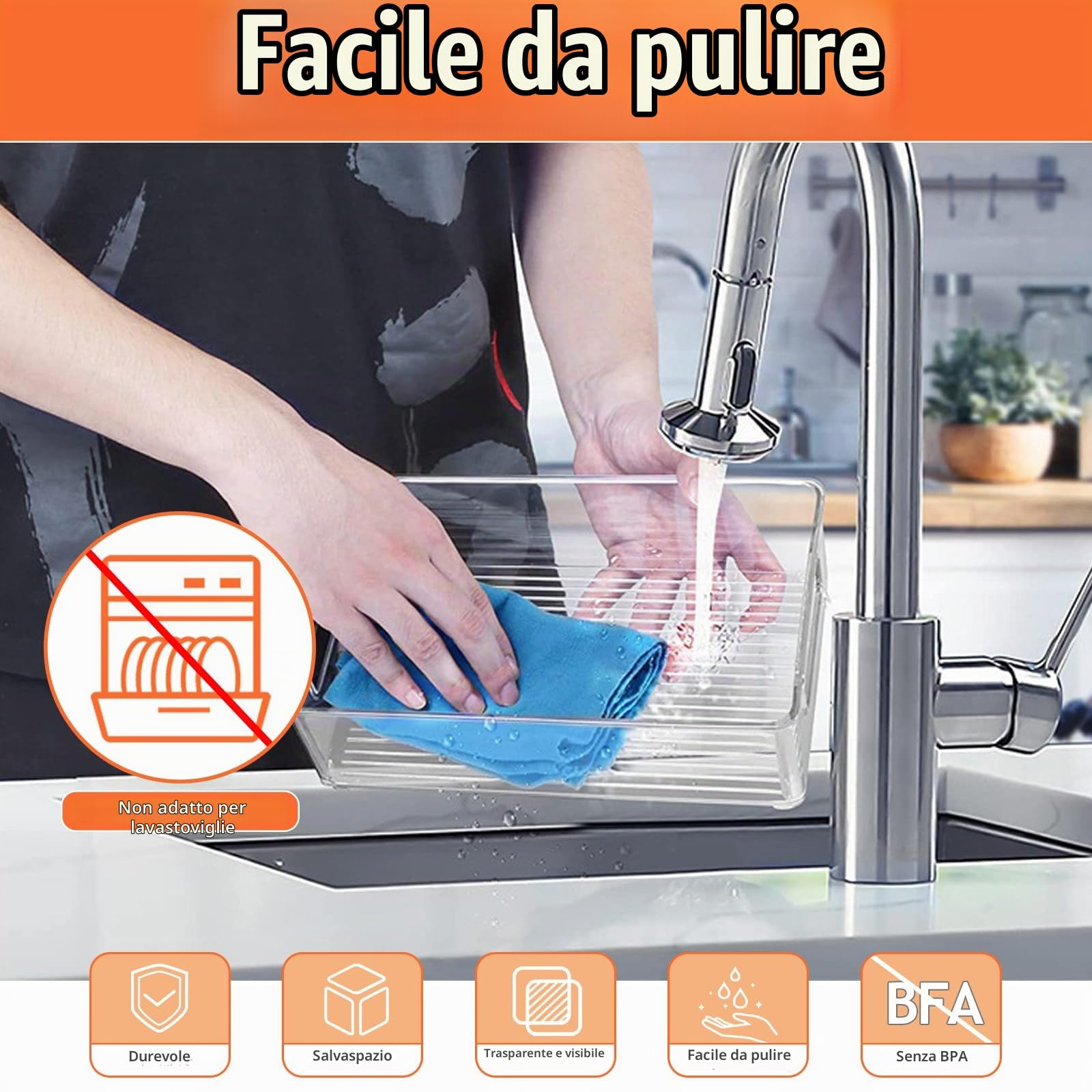 6Pcs Organizer Frigorifero Impilabili con Maniglia, Set Contenitori Frigo Trasparente, Cestini Organizzatori Salvaspazio Senza BPA per Cucina, Armadietti, Bagno, Dispensa, Congelatore, Ripiani