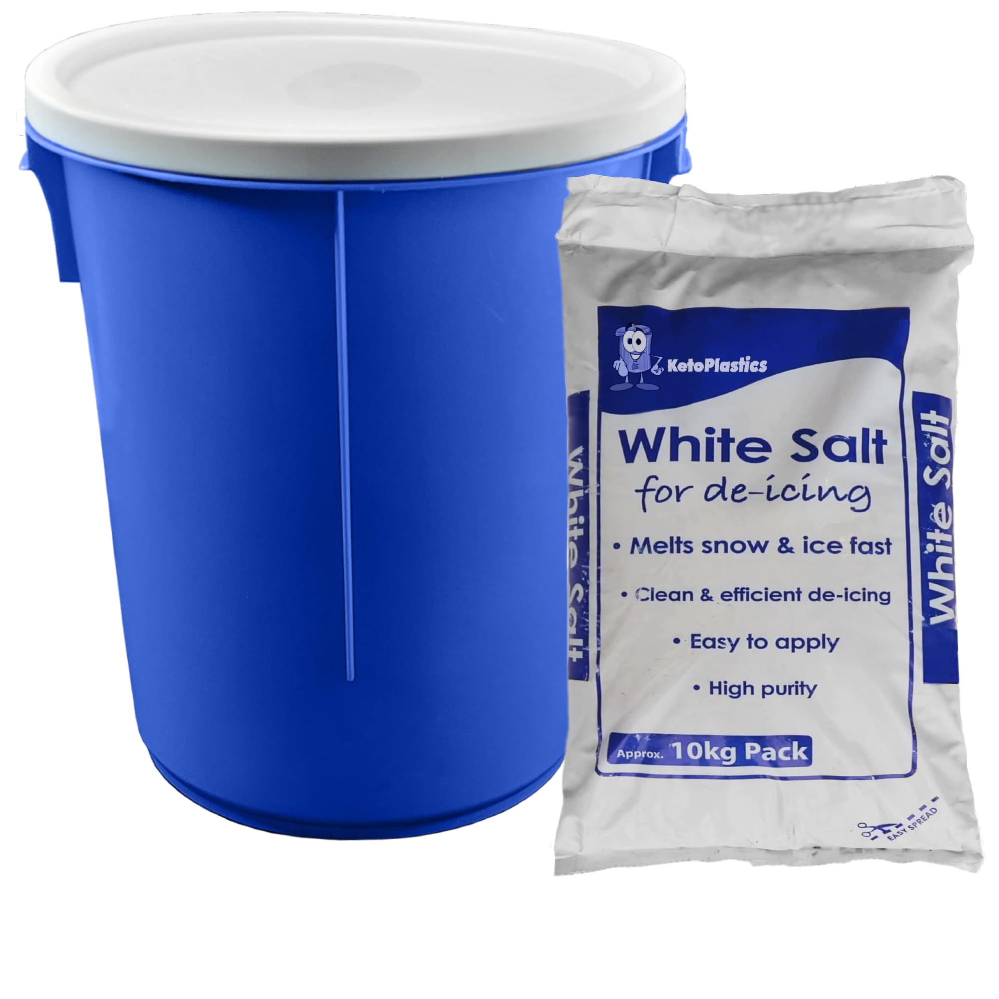 KetoPlastics 25L Blue GRIT BIN with 10KG White Rock Salt GRIT Salt ICE Snow