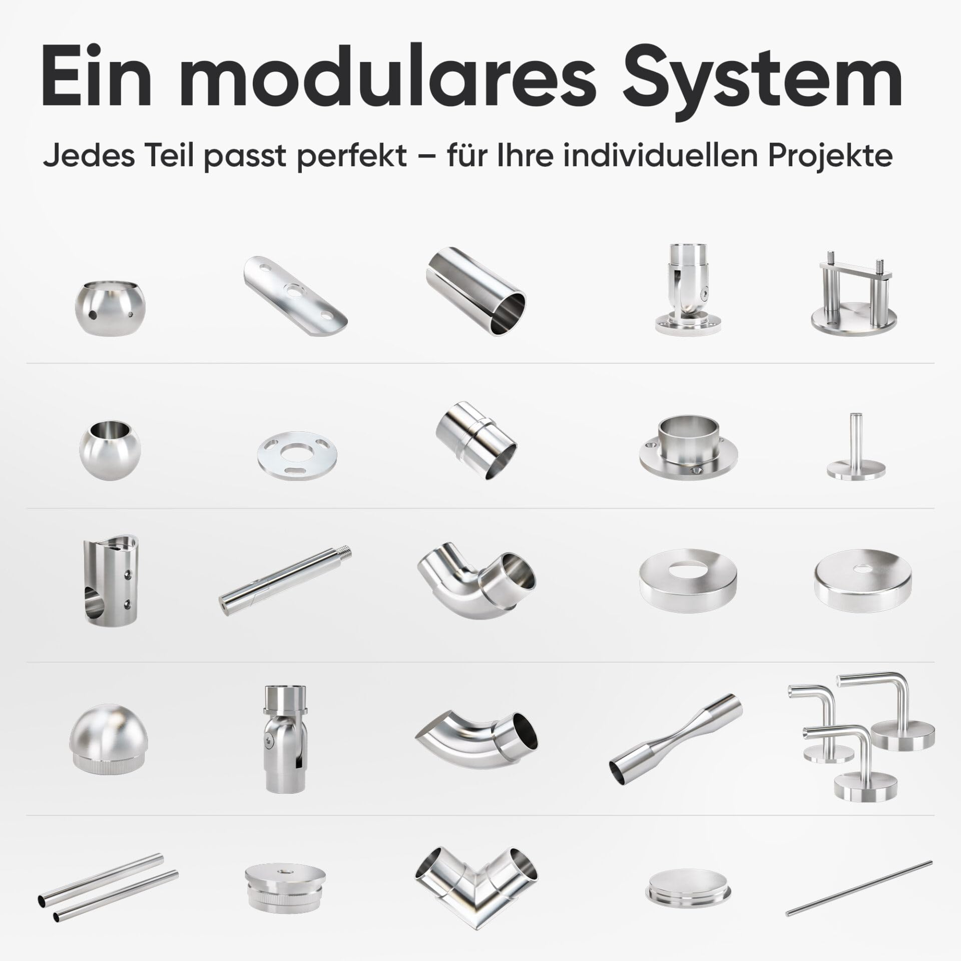 Edelstahlrohr V2A bis 6m am Stück - robustes Rundrohr Ø 42,4 für Handläufe, Geländer, Treppen für Innen- sowie Außenbereich, Heimwerken, Metallbau