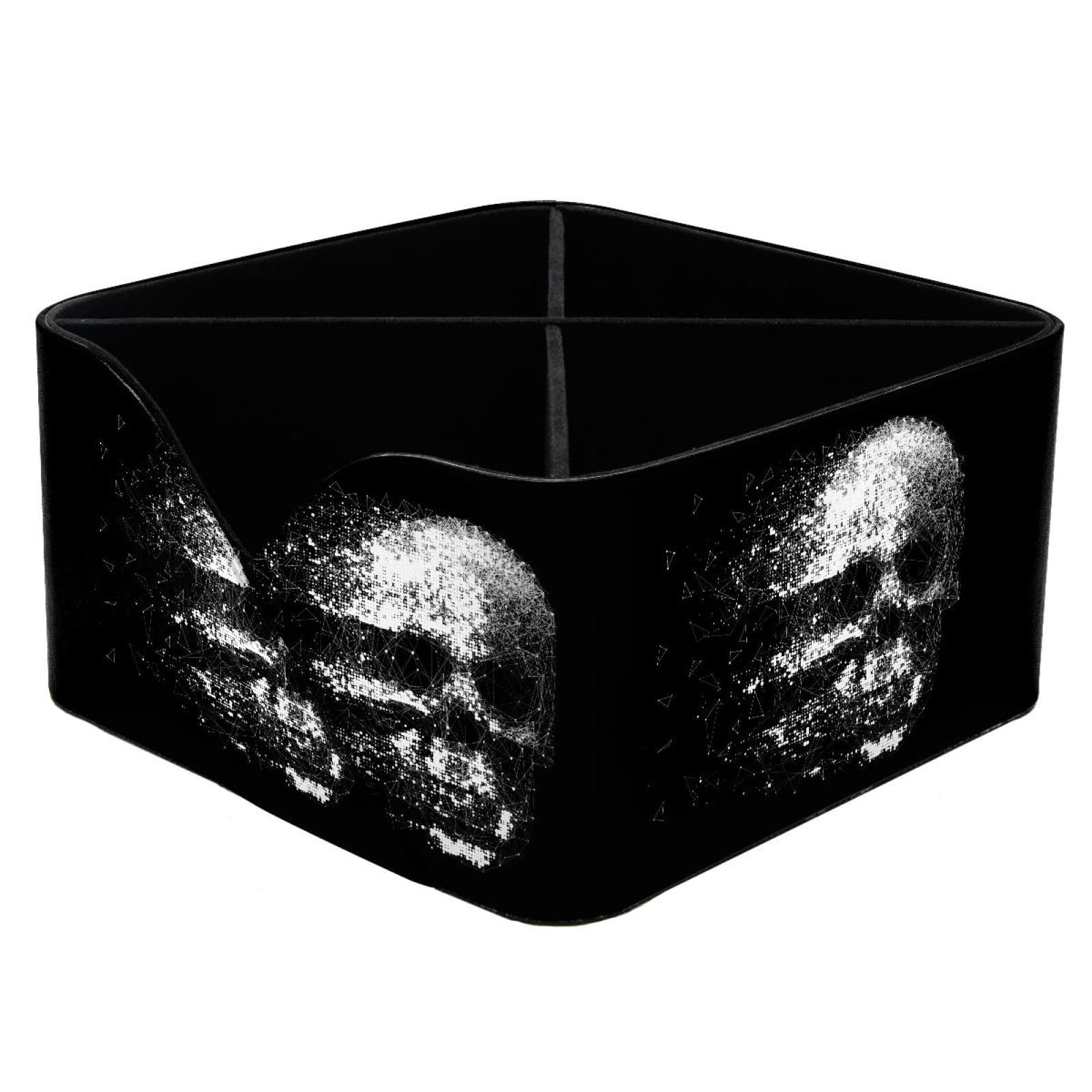 KengjuTesu Skull Head Desktop Organizer Pen Holder, Rectangular Pencil Cup for Office, Study and Makeup Stations