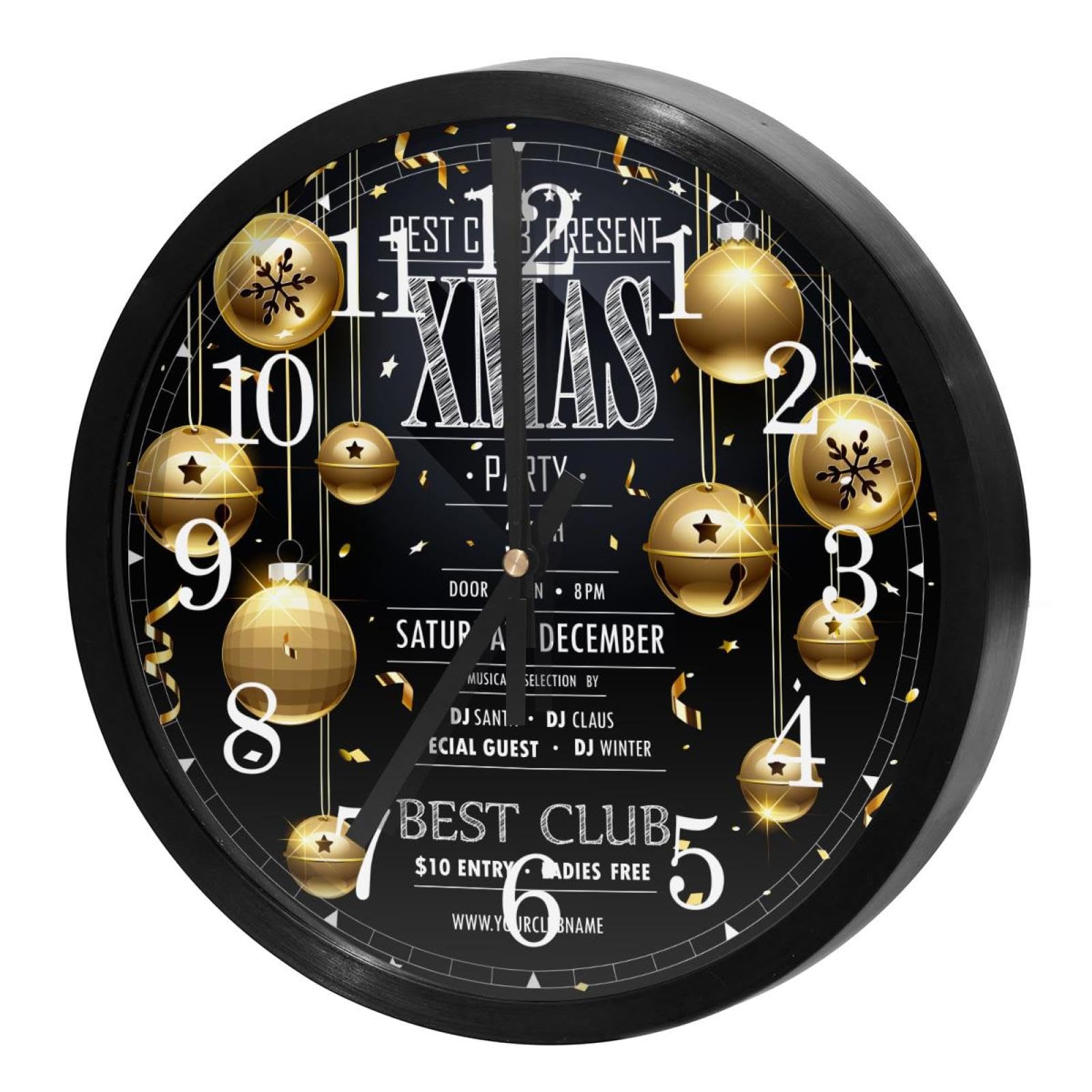 Horloge murale à quartz design chic doré et noir pour une décoration raffinée