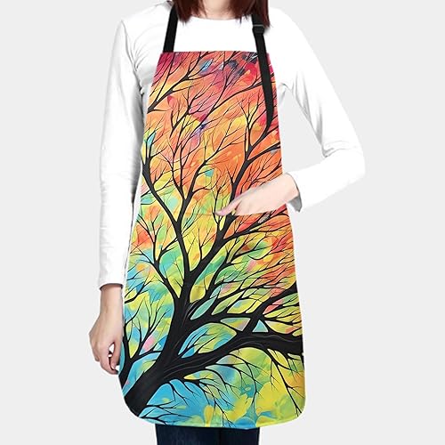 Miniatura 3 de Granbey Delantal de pintura de artista con 2 bolsillos, delantales artísticos, regalos para mujeres y hombres, batas de cocina de mariposa
