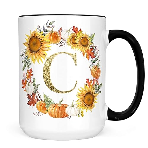 Autumn Wreath Monogram Ceramic Mug