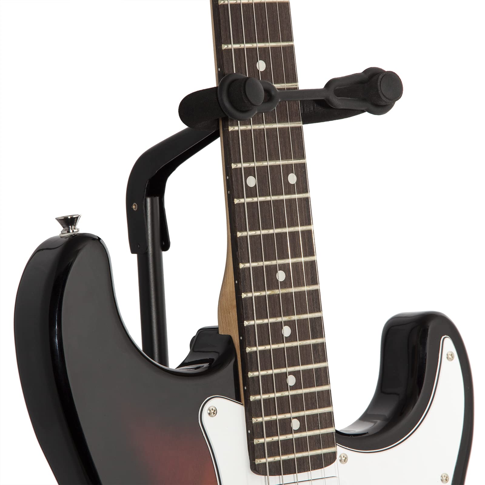 TIGER E-Gitarrenständer, zusammenklappbar, mit Nackenstütze, Schwarz
