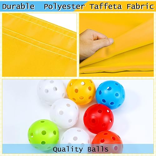 Miniatura 5 de Tradder Juego de 2 lienzos de lona de 85 x 57 pulgadas con agujeros divertidos para trabajar con 16 bolas para actividades de grupo de trabajo en