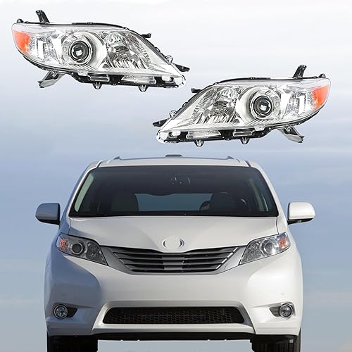 GENRICS - Conjunto de faros delanteros de repuesto para Toyota Sienna 2011-2018, par de faros delanteros izquierdo y derecho (lado del pasajero y