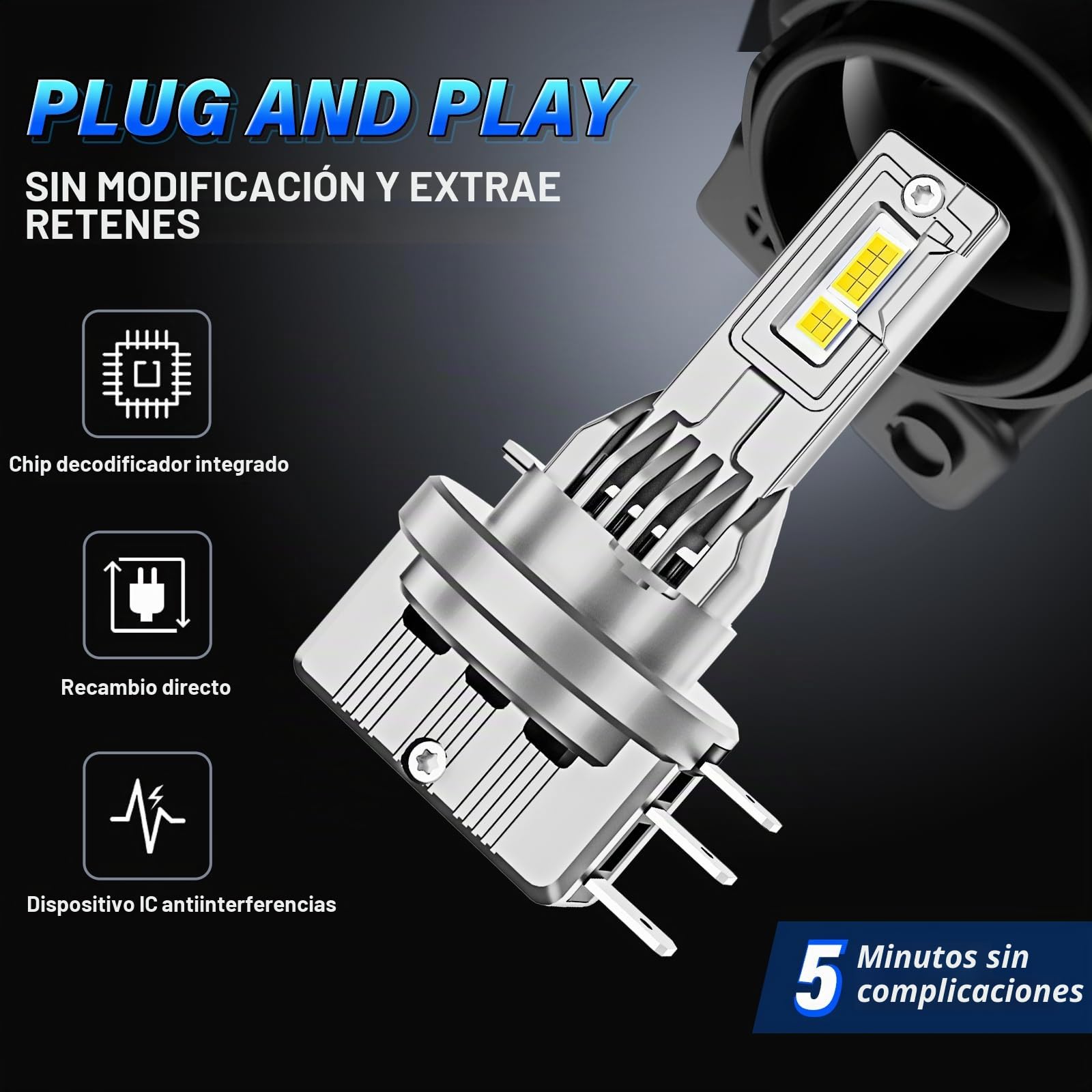 Sycreek - Bombillas LED H15,100 W, 3000 lm, 6000 K, color blanco para faros de coche, antierror, Canbus, kit de reemplazo de bombilla Xenon, DRL, 2 bombillas H15 LED