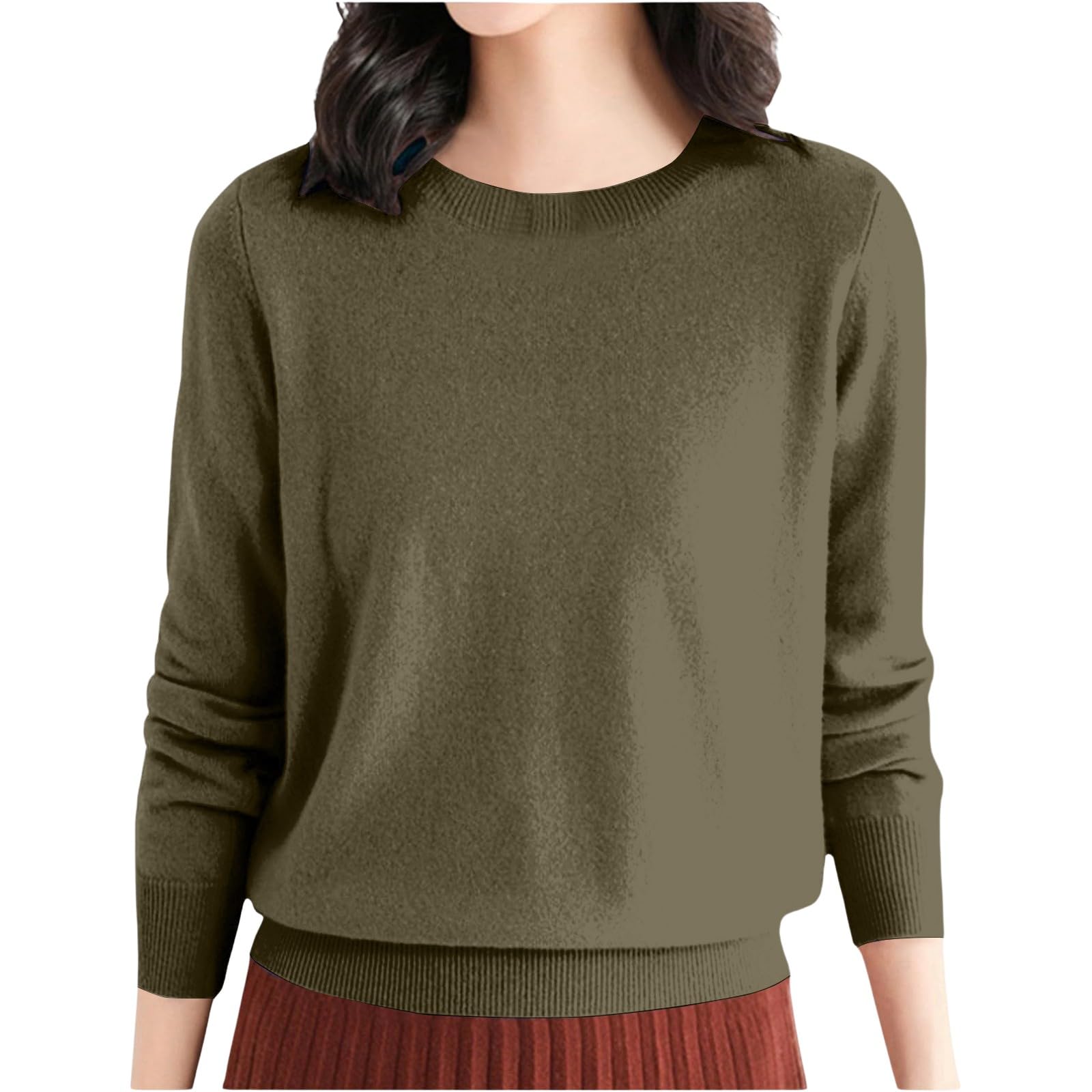 Cashmere Sweaters for Women Long Sleeve Crew Neck Casual Pullover Sweater Loose Fit Clothes Soft Warm Fall Winter