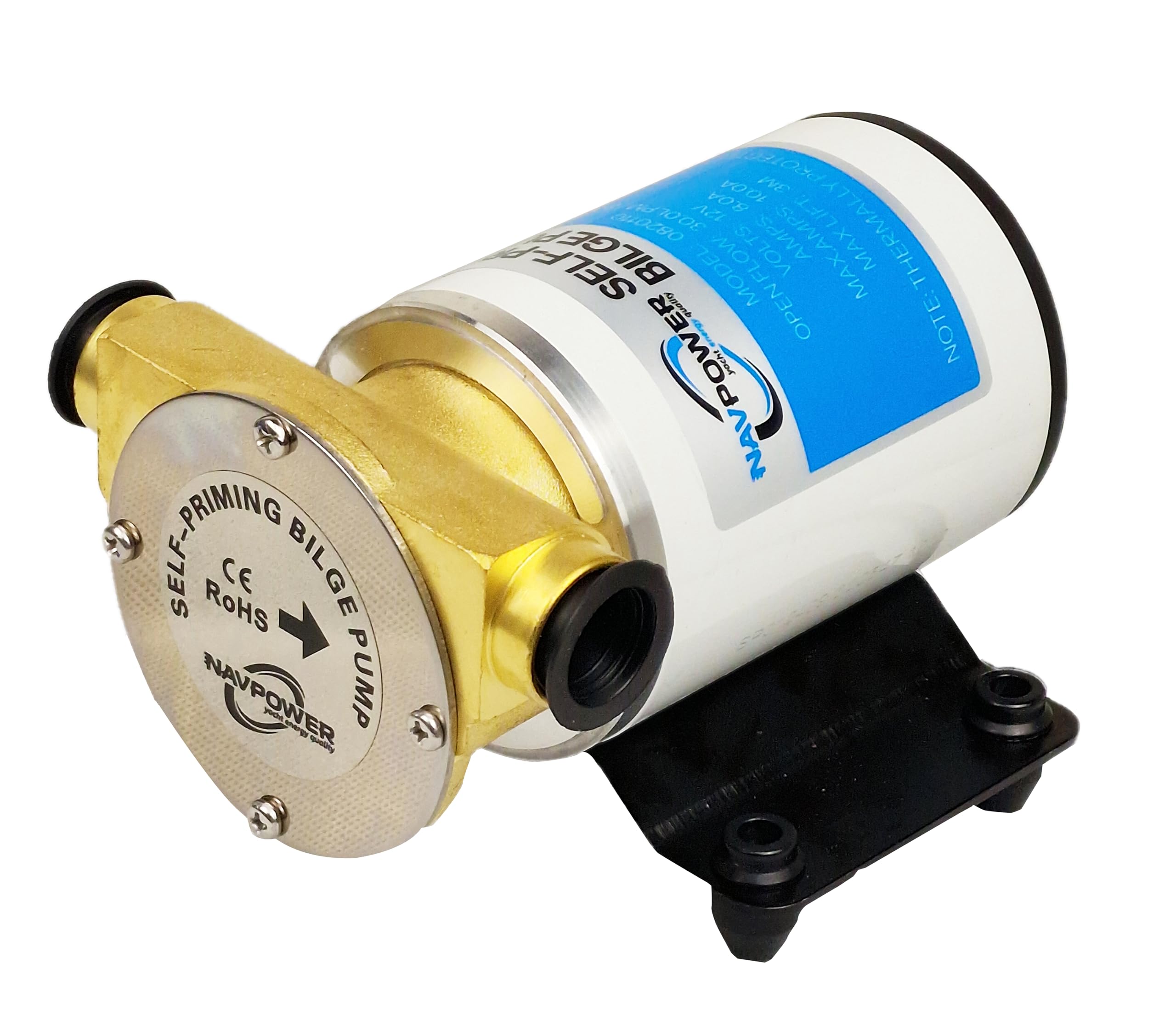 Pompa Autoadescante 12V NAVPOWER per barca, Corpo in Bronzo, Portata 33L/min – Per Sentina, Travaso Acqua, Liquidi Puliti