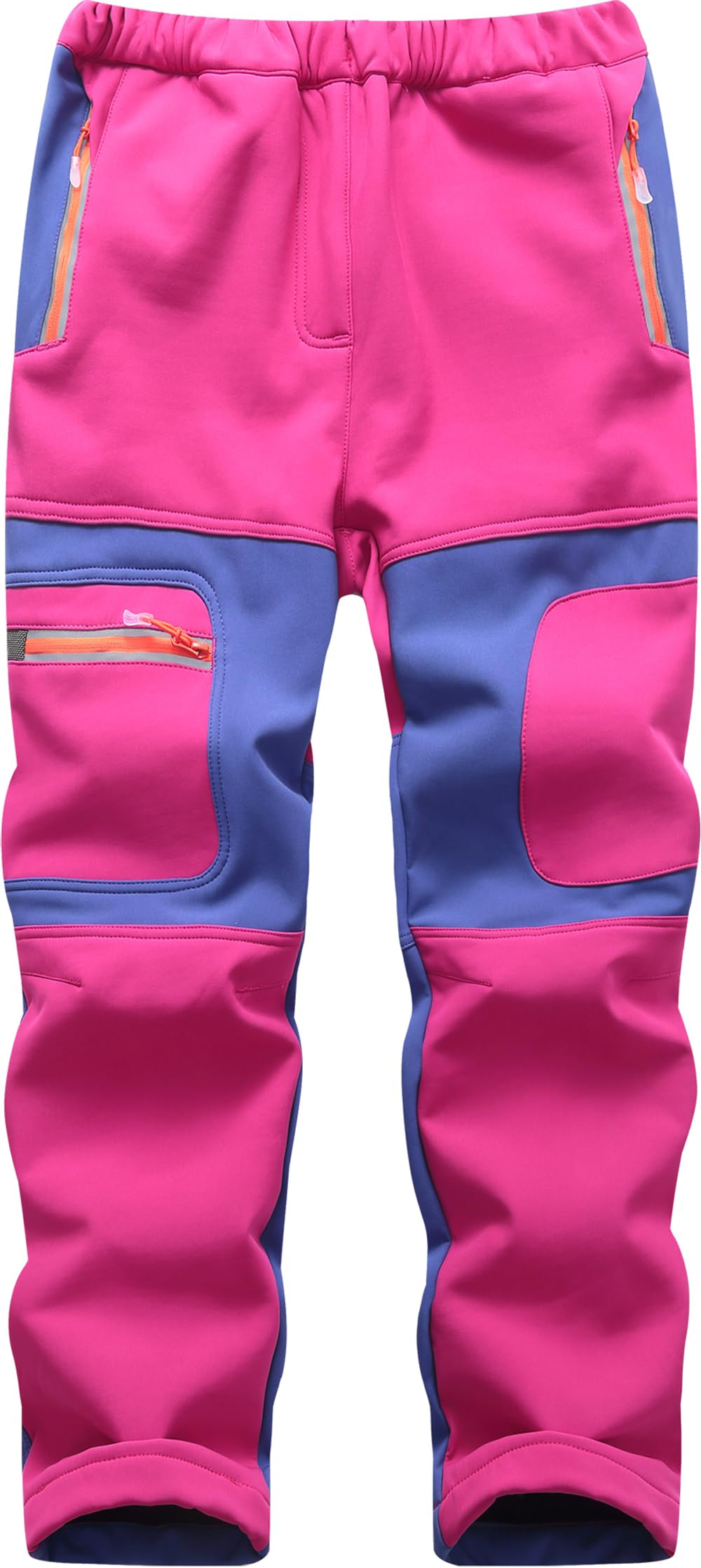 Pantalones Trekking Niño Niñas Impermeables Invierno Calentar Pantalon Montaña Senderismo Esqui Nieve Softshell al Aire Libre KZ6056-Pink-110-116