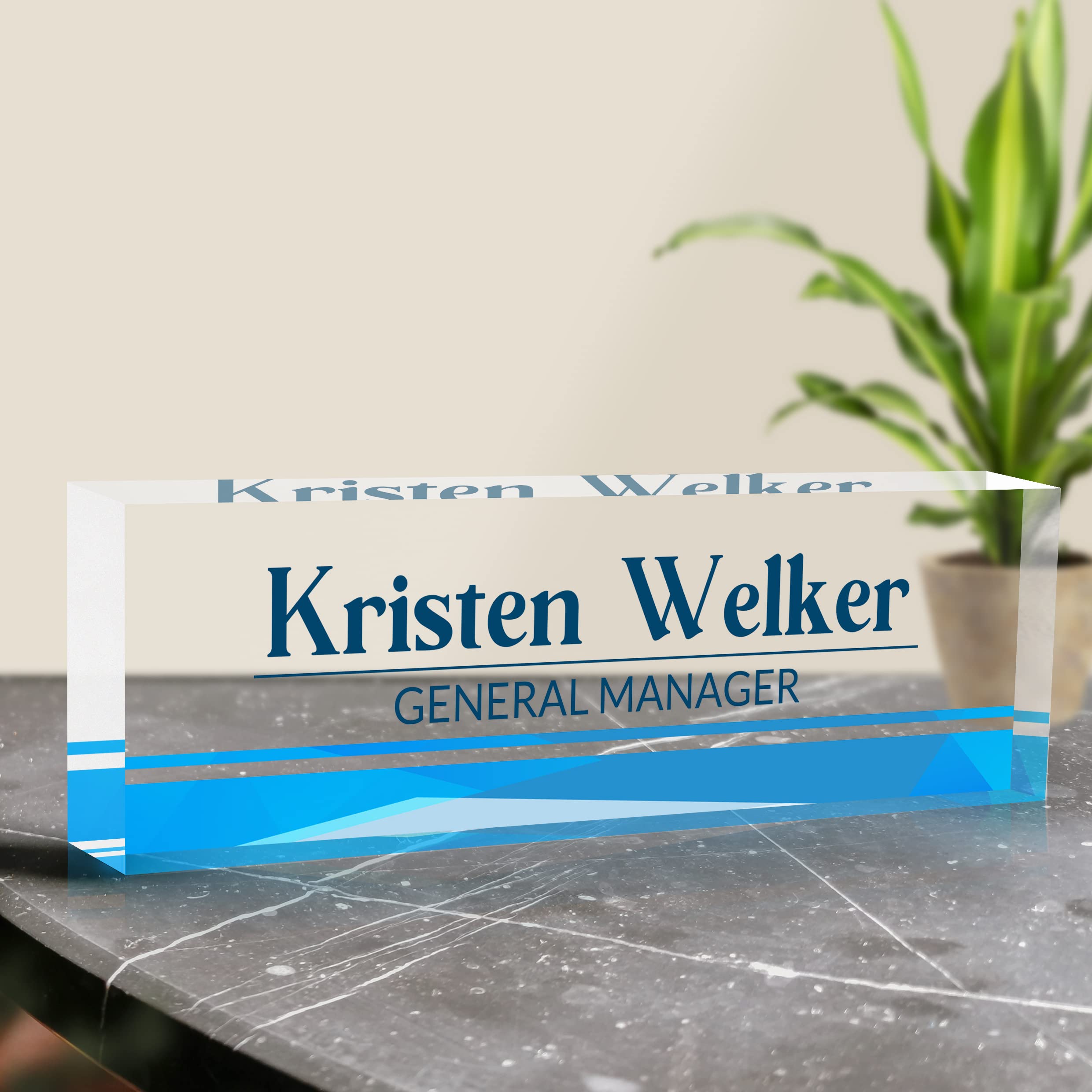 Personalized Desk Name Plate, Custom Acrylic Glass Name Plates for Desks, Office Desk Decor Nameplate, Desk Accessories, Teacher Boss Coworkers