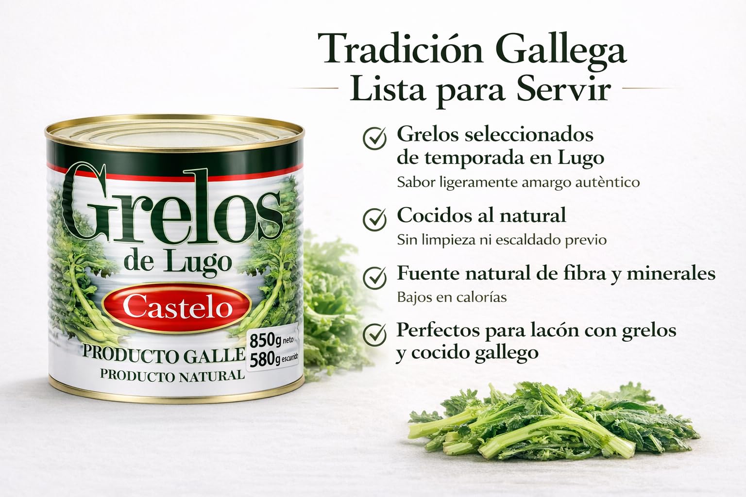 Castelo Grelos Gallegos al Natural - 850 gr