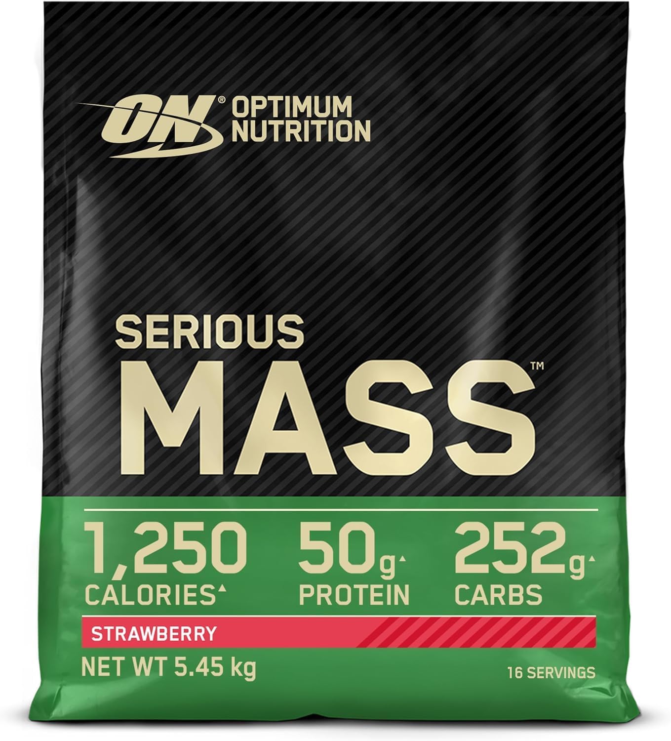 Optimum Nutrition Serious Mass, Weight Gainer Protein Powder, Mass Gainer, Vitamin C and Zinc for Immune Support, Creatine, Strawberry, 12 Pound (Packaging May Vary)