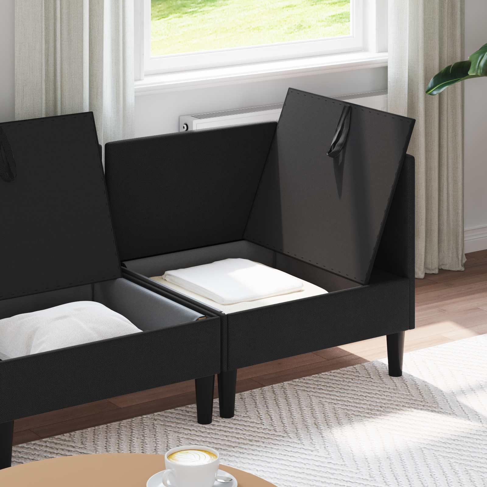 Juego de Muebles de salón 4 uds. Negro Tela,67.6kg-3413809