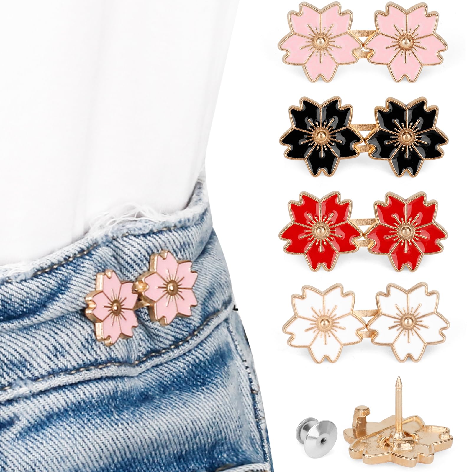 Photo 1 of TOOVREN Jean Button Tightener - 4 Sets, Cherry Blossoms