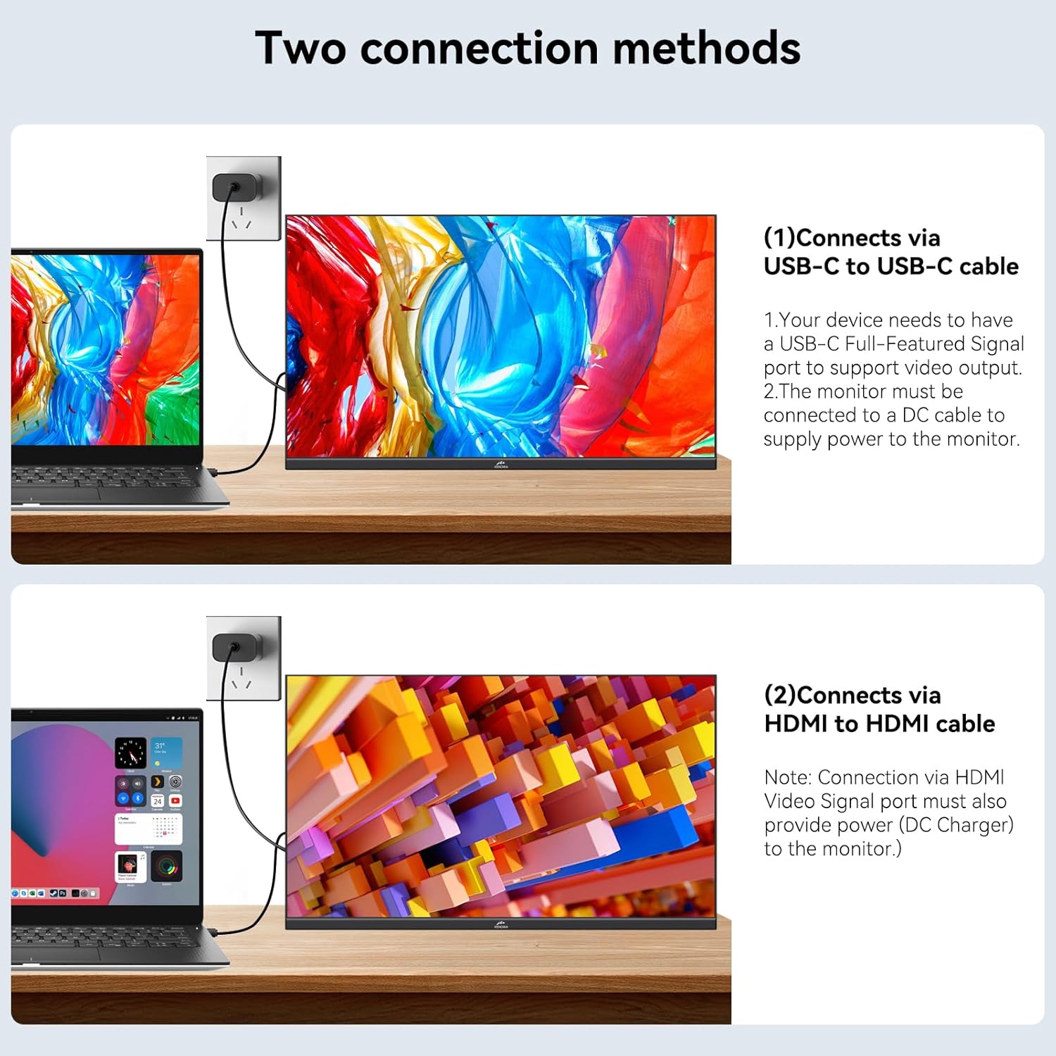 Kenowa 23.8" Large Portable Monitor 200Hz, IPS FHD 1080P Freesync External Monitor with USB-C HDMI Gaming Display Dual Speakers Adjustable Stand for PC Laptop Computer Mac Phone Xbox PS4/5 - Image 4