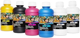 INKCLOUD Premium DTF Ink 250ML Combo Pack, 6-Pack, 2W, 1B, 1C, 1M, 1Y, Pigment Ink for PET Film Heat Transfer Printing Work with DTF Transfer Printers Epson DX5 DX7 5113 XP600 I3200 4720 TX800