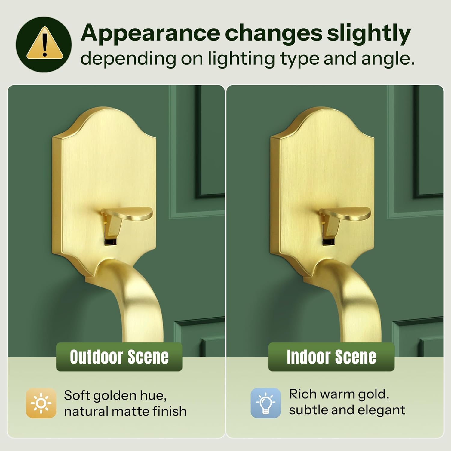 Moquin Brushed Gold Double Door Handle Set for Front Door, Gold Classic Double Front Door Lock Set with Dummy, Reversible Handle Lever for Entrance Exterior Doors, Satin Brass