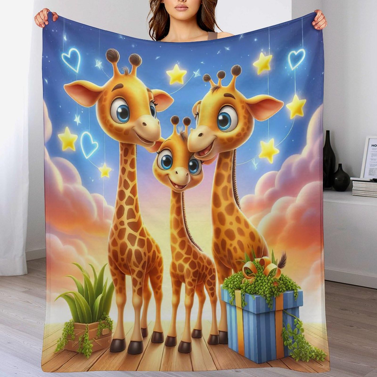 Couverture girafe confortable chaude douce grand plaid lit et canapé 180x200