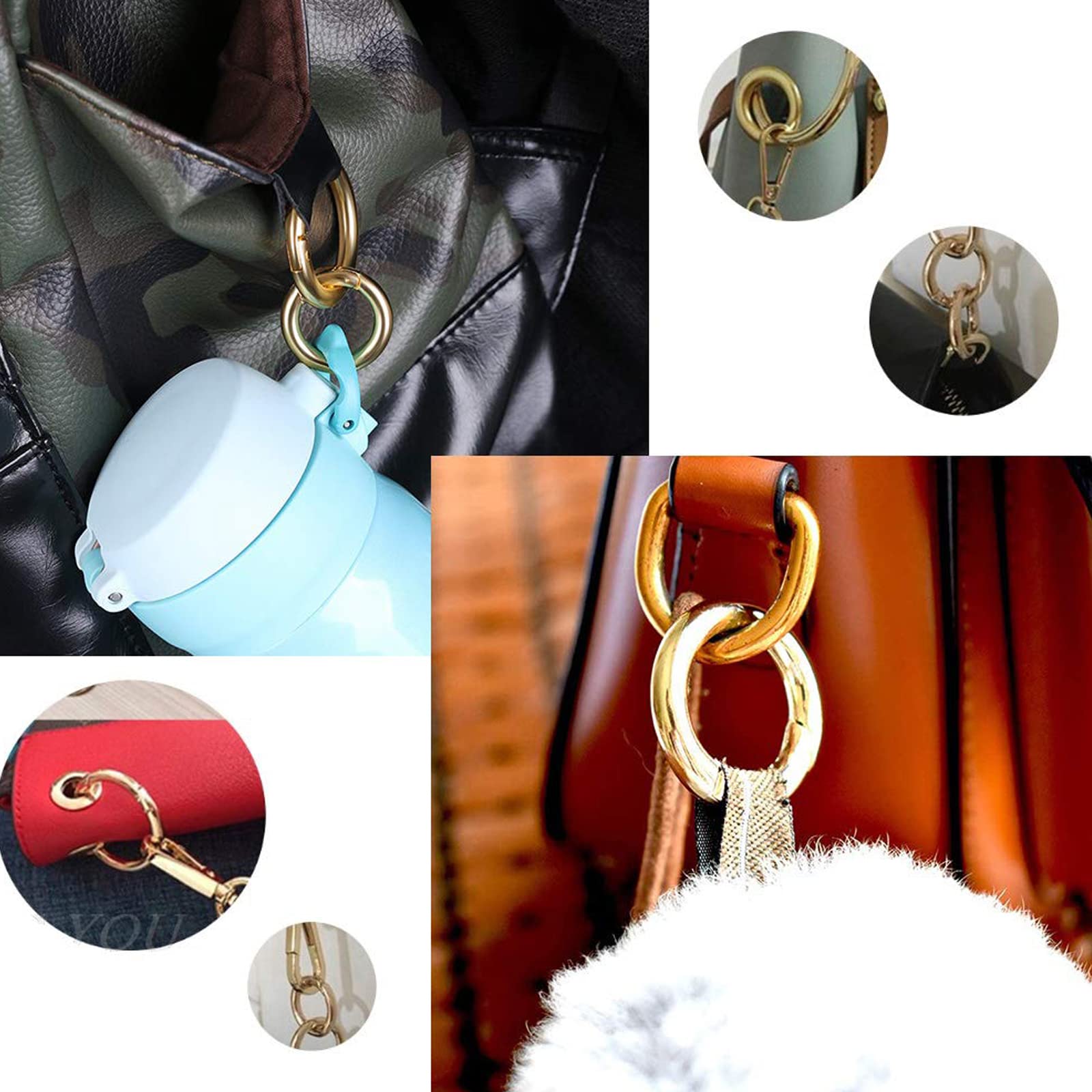 26mm Scatto Molla Rotonda, Moschettoni Piccoli Clip Scatto Molla Rotonda 6 Pezzi Anello Portachiavi, Moschettoni per Borse, Anelli Aperti, Moschettoni a Innesco Gancio Fibbia Portachiavi-O