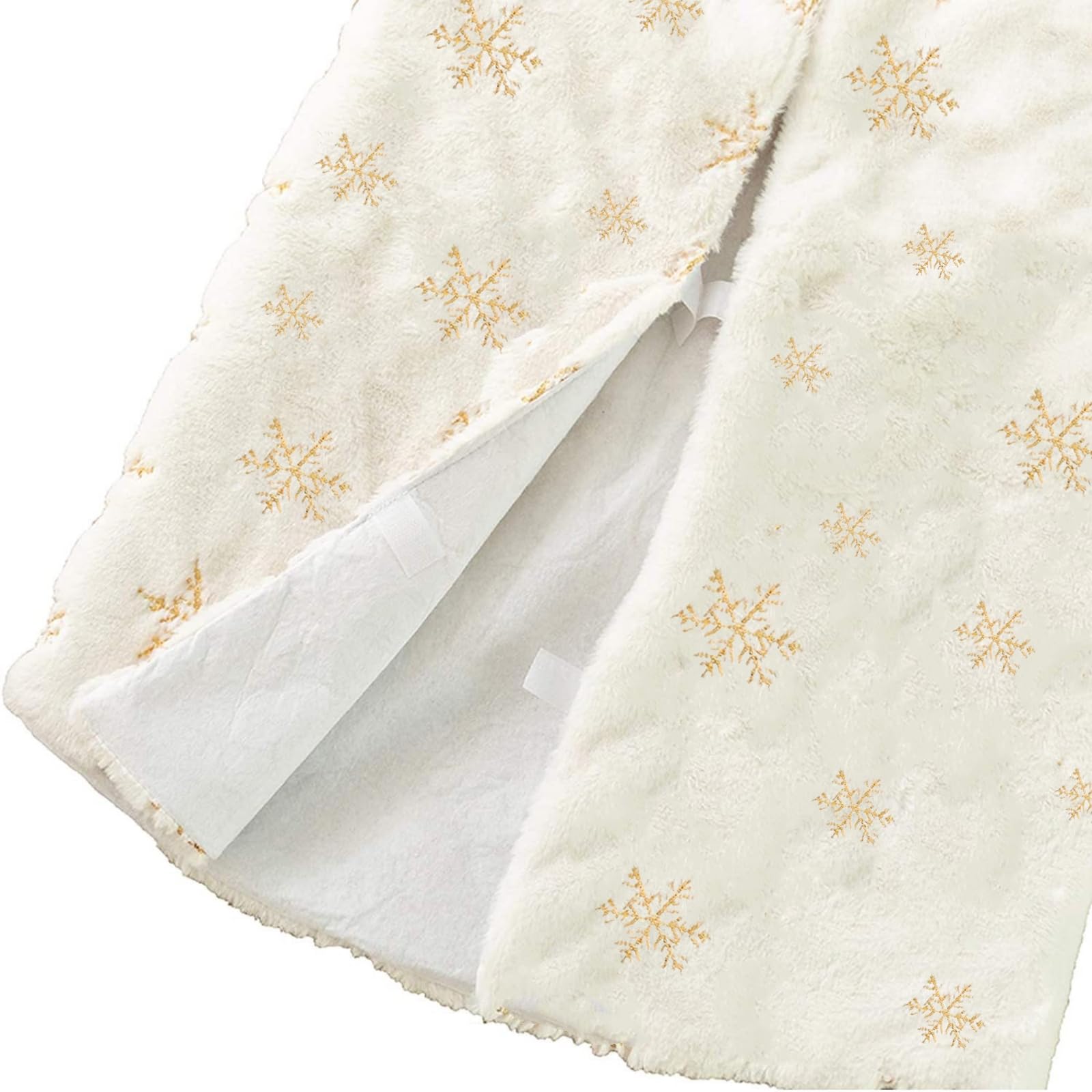 Jupe pour Sapin de Noël Or 90cm Blanche Flocon de Neige