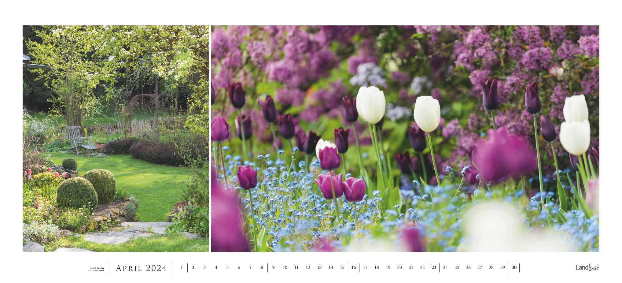 Landlust Panorama: Garten-Kontraste 2024 Wand-Kalender - Panorama-Kalender - Fotografie - Gartenkalender 110x50