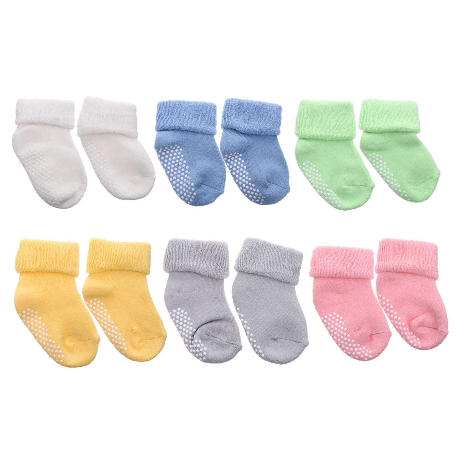 Holibanna 6 Pairs Newborn Cotton Socks Ruffle Socks Booties Anti-slip Winter Warm