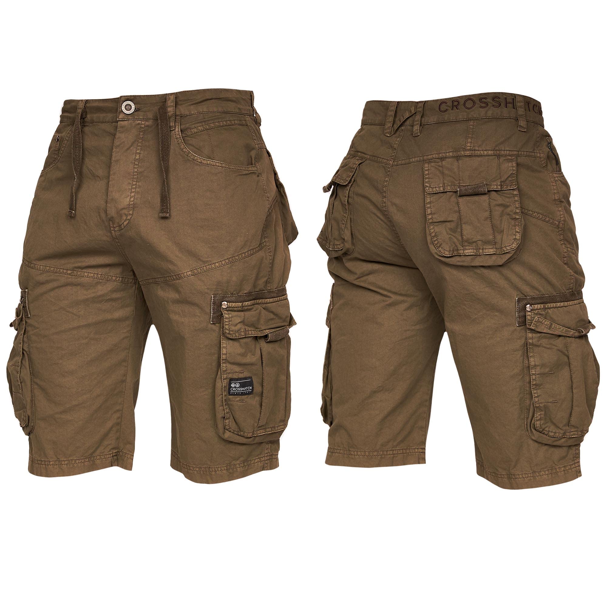 Crosshatch New Mens Shorts Knee Length Combat Cargo Cotton Holiday Summer Camo Jeans by Jeanbase Khaki 38