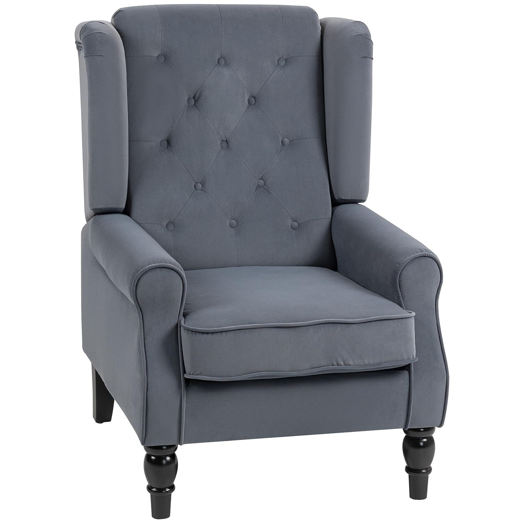 HOMCOM Accent Armchair - Retro Tufted Club Fabric Grey, Extra Large