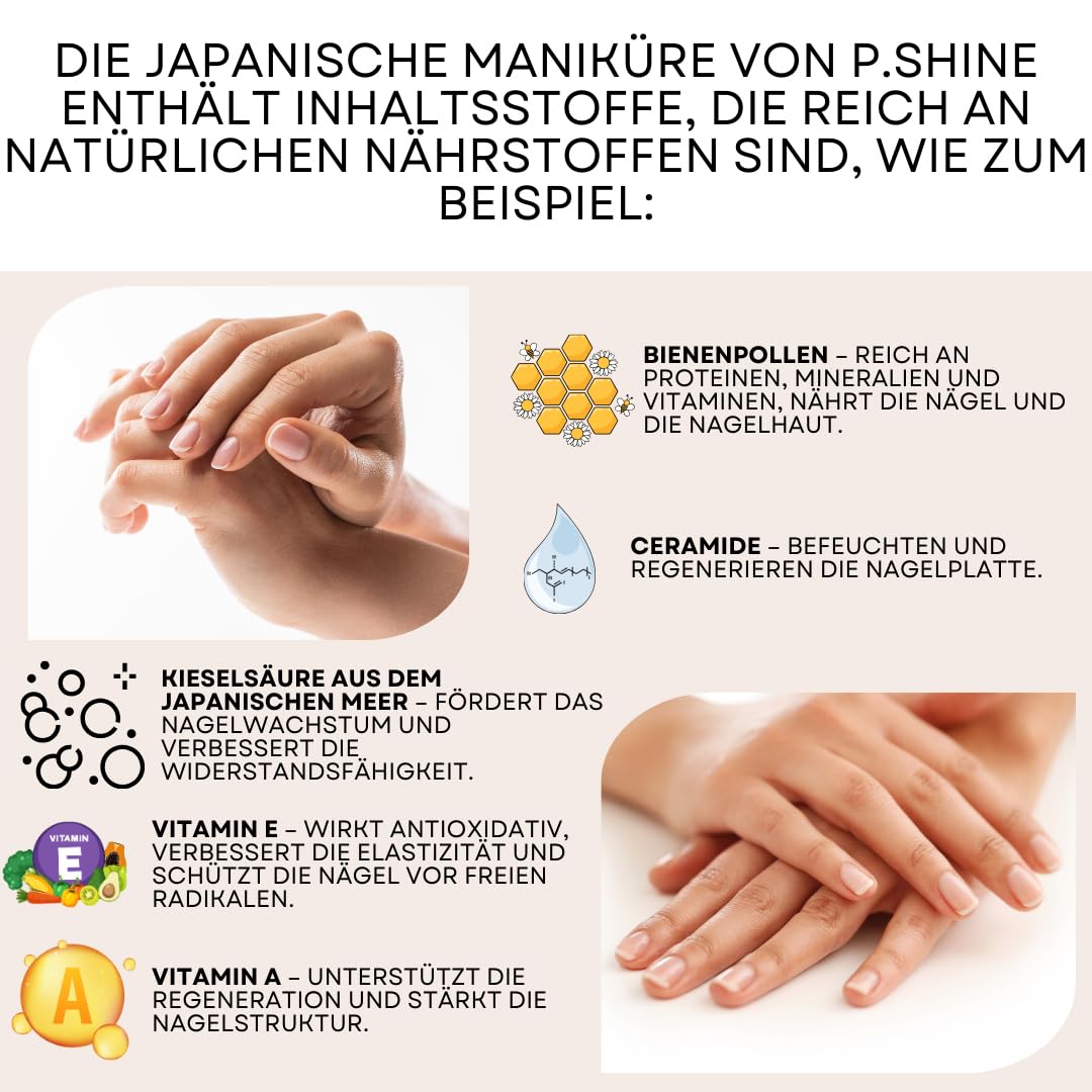 P.SHINE Japanisches Maniküre-Set zur Nagelregeneration und Stärkung der Nagelplatte, Reparaturbehandlung, Gesundes Nagelset Premium