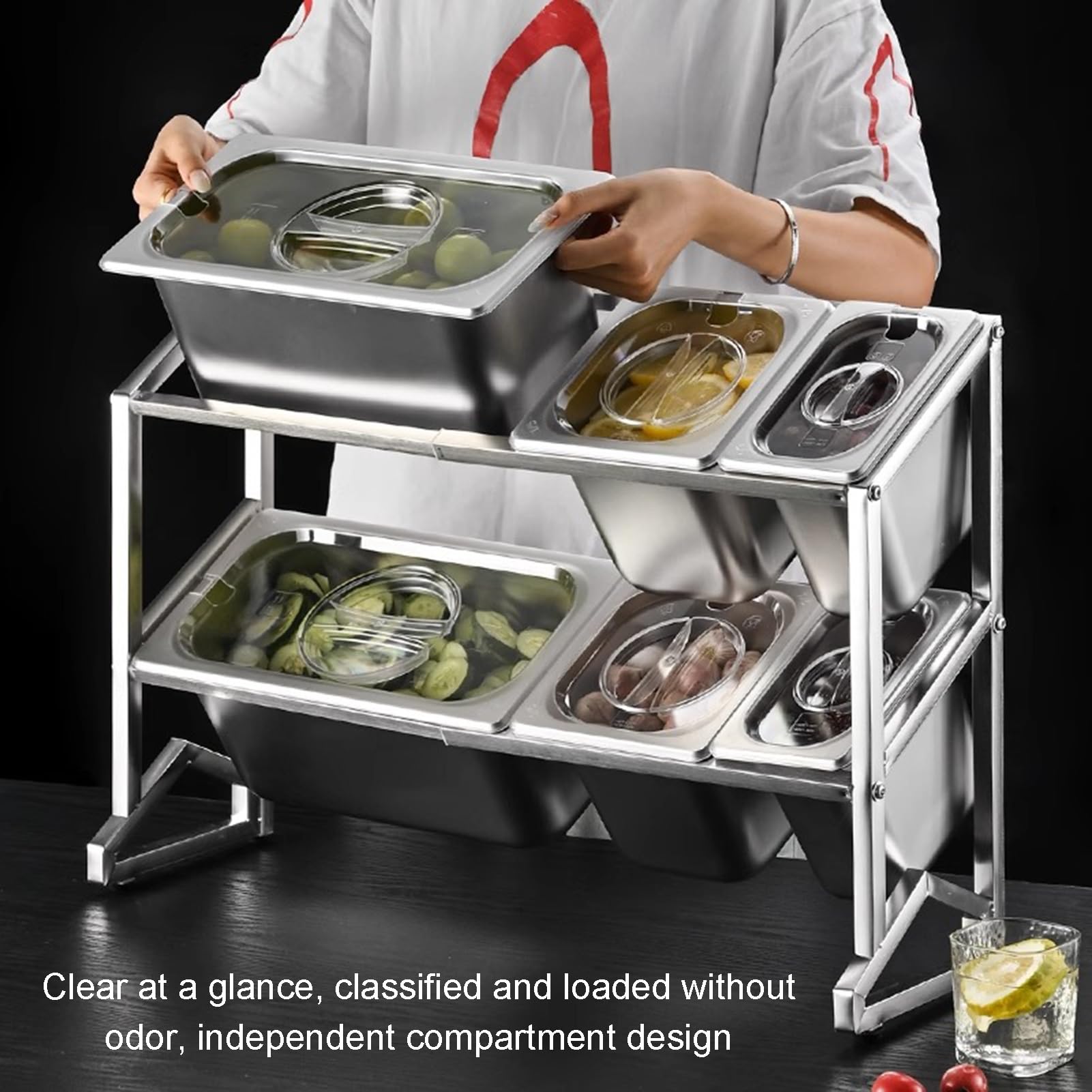 Espandibile portaspezie set condimenti dispenser cucina buffet orgar supporto da banco in acciaio inox per salse, condimenti, marmellate e condimenti