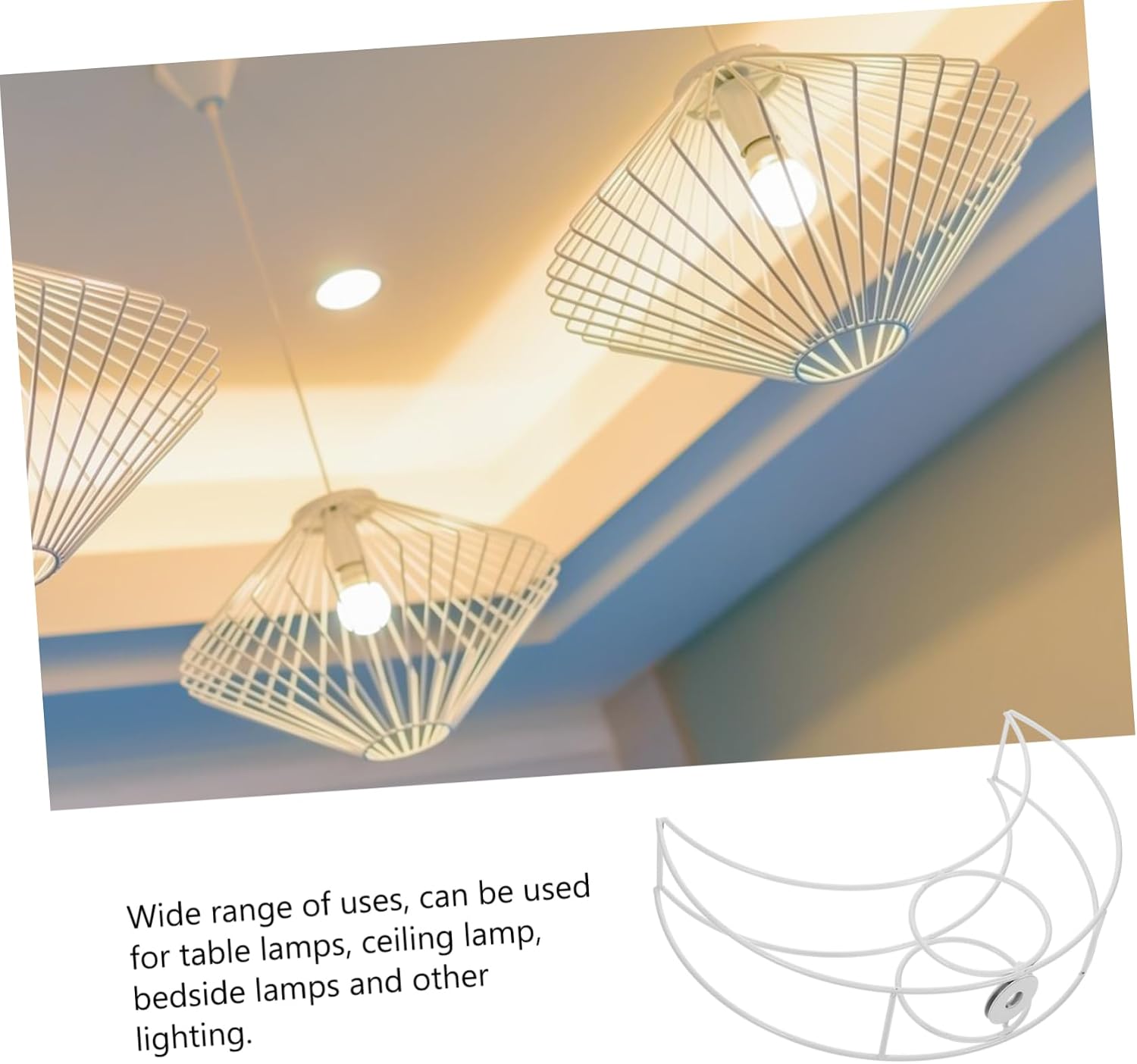 LIFKOME Moon-Shaped Lamp Stand Metal Diy Lampshade Frame Wire Replacement Cage for Table Lamps Versatile Lamp Holder Brackets for Home Lighting