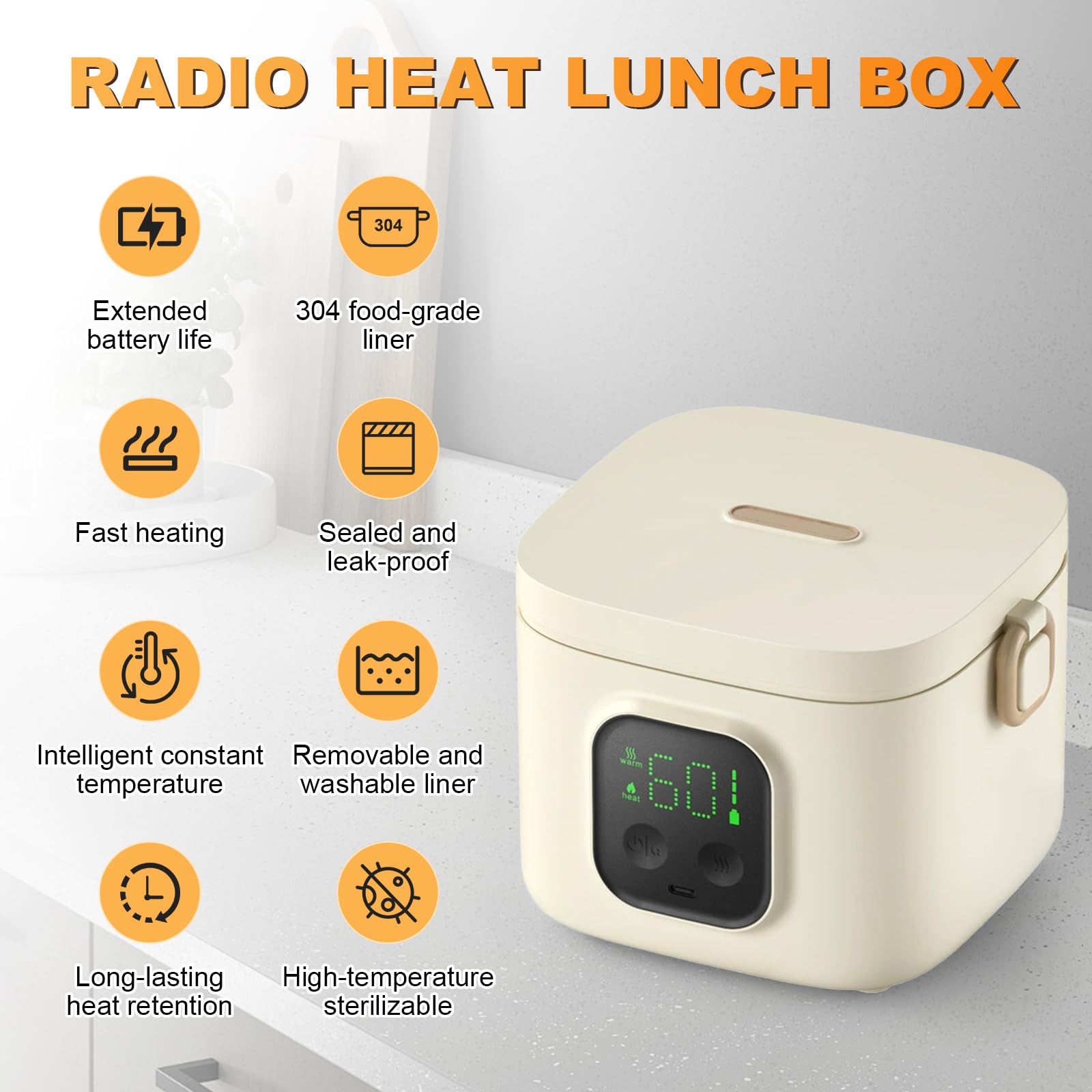 Fiambrera Electrica, Taper Electrico para Comida 14000mah | para Uso en la Oficina, Picnics, Coche o Exteriores