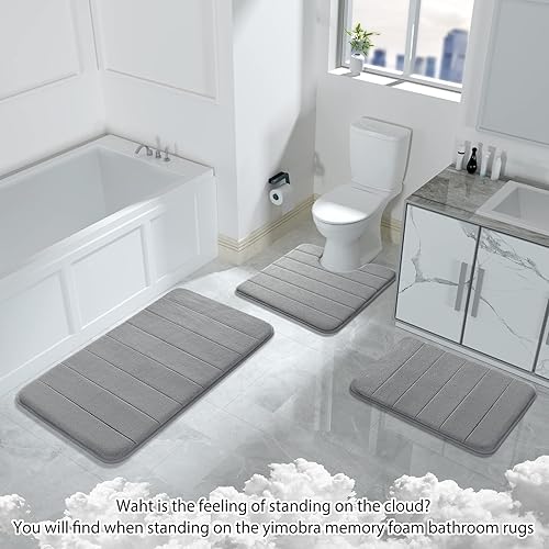 Miniatura 6 de Yimobra Alfombra de baño de espuma viscoelástica, cómoda, suave, súper absorción de agua, lavable a máquina, antideslizante, gruesa, más fácil de